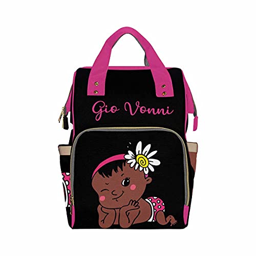 Custom Personalized Diaper Backpack for Moms - Waterproof Baby Bag with Name Embroidery, African American Design, Multifunctional Travel Daypack for Nursing, Gifts for New Moms - Perfect for Daycare, Outings & Travel