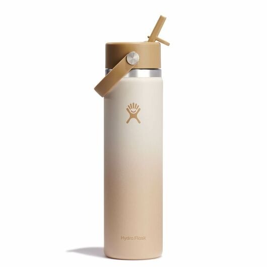 24 oz Wide Mouth Water Bottle with Flex Straw Cap - Insulated Stainless Steel, Leak Proof, BPA Free - Perfect for Gym, Hiking & Outdoor Activities