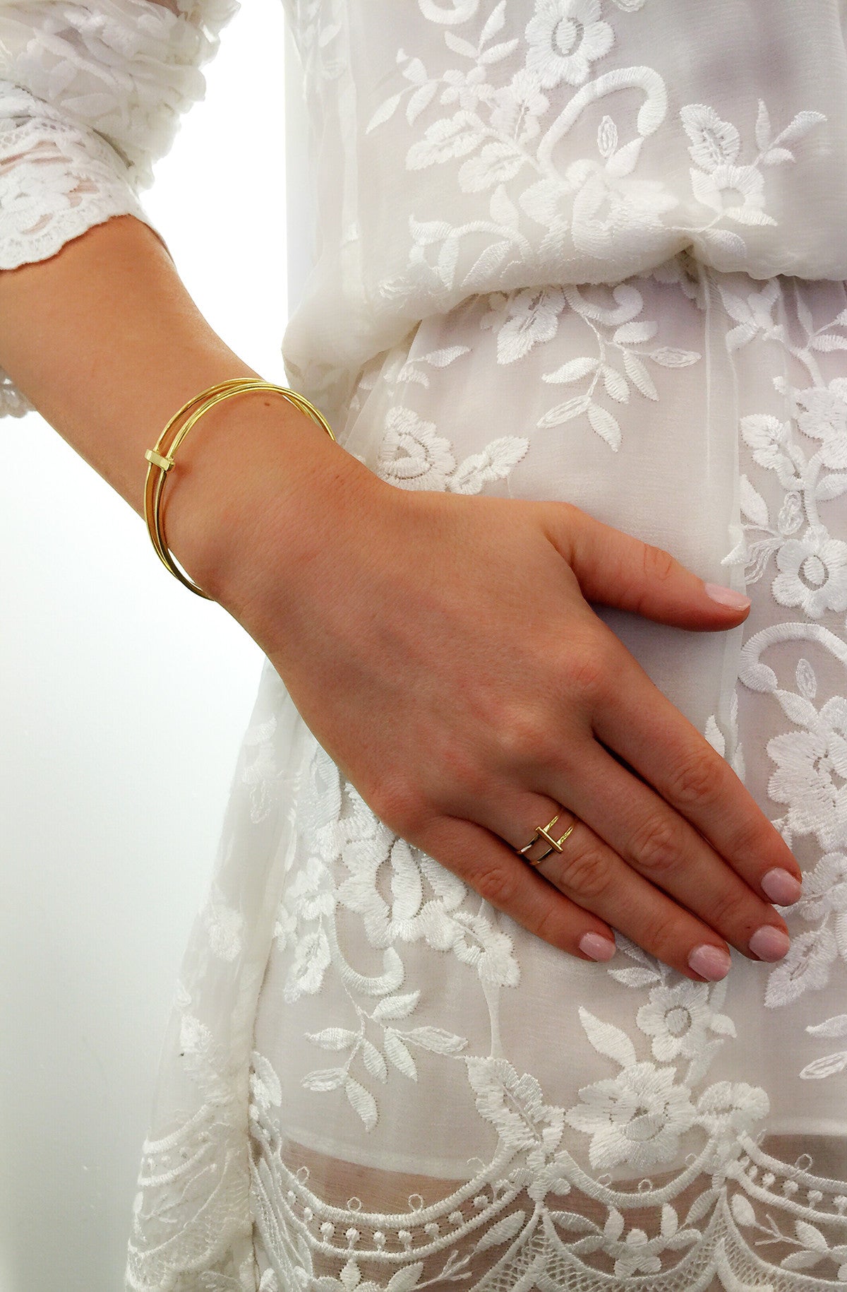 Maria Black Row Ring - High Polished Gold Plated Stackable Band Ring for Women, Minimalist Jewelry Gift for Her - Perfect for Everyday Wear, Date Nights & Special Occasions