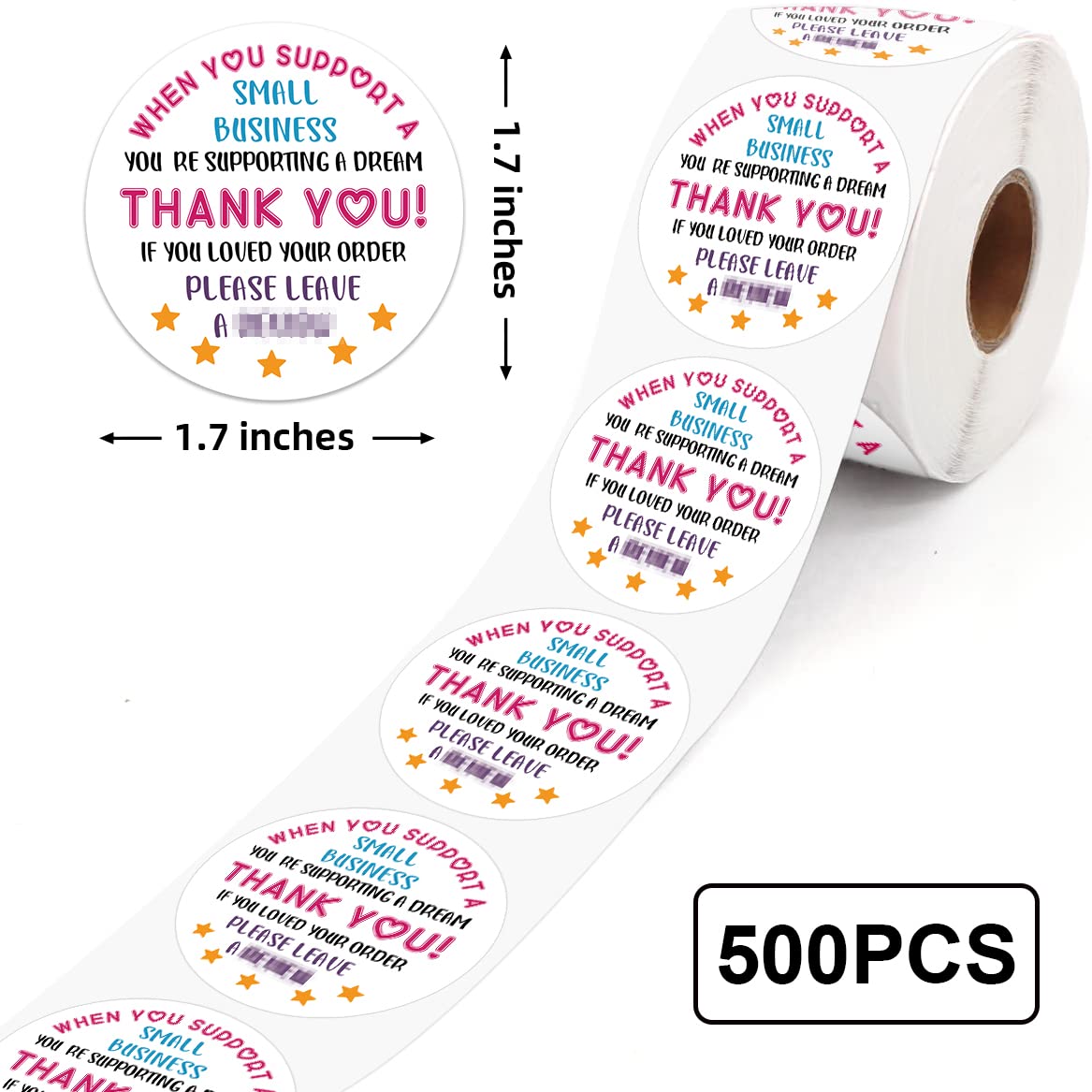 500 PCS Cute Small Business Thank You Stickers - Custom Handmade Labels for Bakeries, Gift Bags, Envelopes & Packaging - Perfect for Etsy Sellers, Online Shops & Small Business Branding