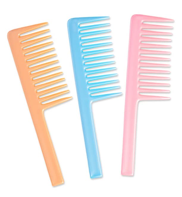 Ayushicreation Wide Tooth Comb with Long Handle - Anti-Static Hair Styling Brush for Women & Girls (3-Pack, Multicolor) | Perfect for Detangling, Shampooing & Salon Styling