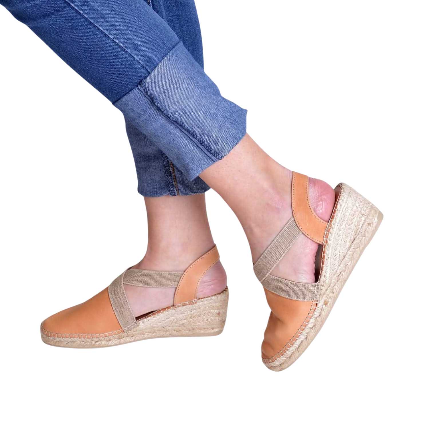 Women's Plain Leather Wedge Espadrilles - Comfortable Casual Summer Shoes for Beach, Vacation & Everyday Wear | Tossa