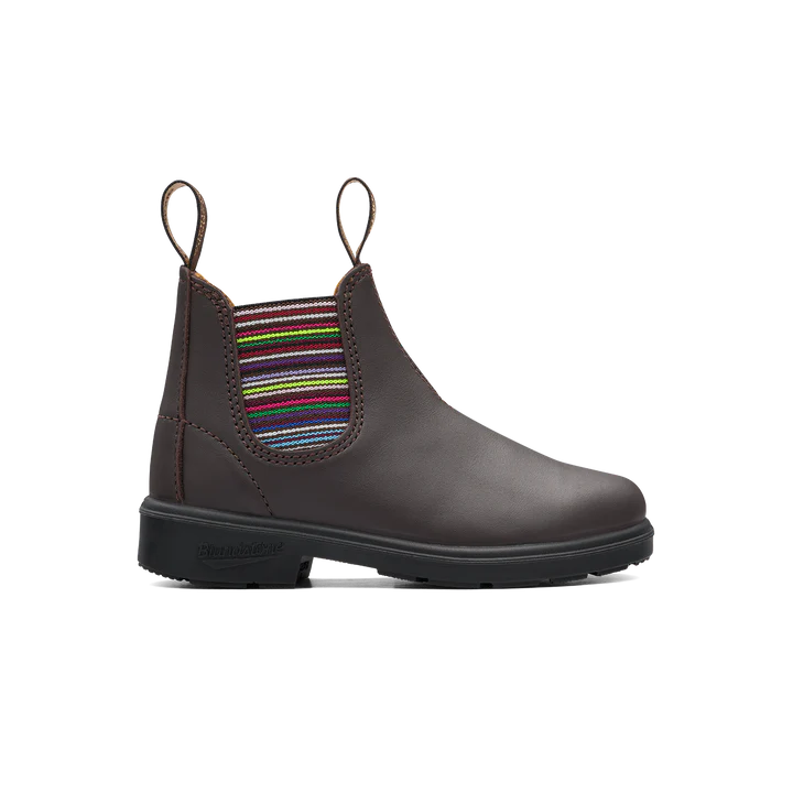 Blundstone 1413 Kids Brown Striped Elastic Boots - Comfortable & Durable Leather Shoes for Boys & Girls - Perfect for School, Outdoor Play & Hiking Adventures