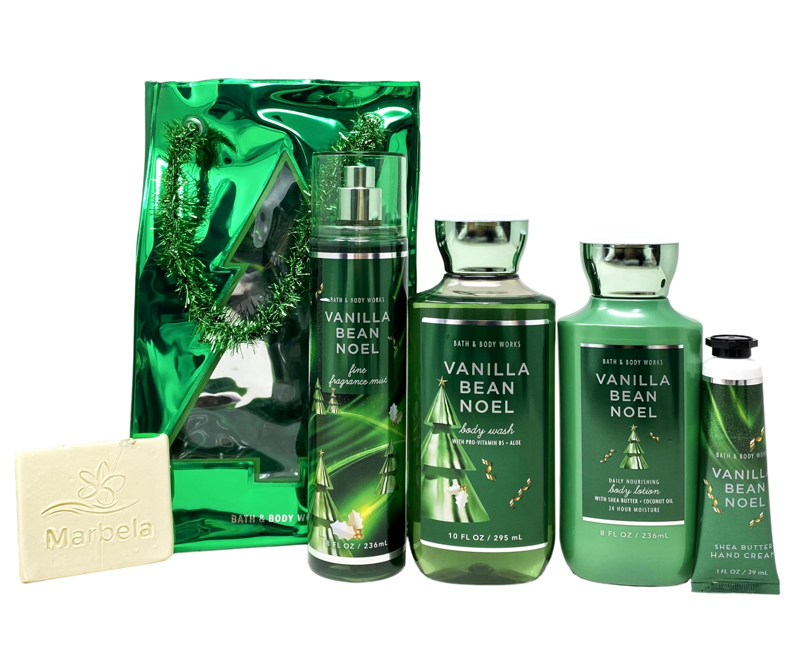 Bath & Body Works Vanilla Bean Noel Deluxe Gift Set - Fragrance Mist, Body Wash, Lotion & Hand Cream with Natural Oats Soap Sample | Holiday Gift, Self-Care & Spa Day Essentials