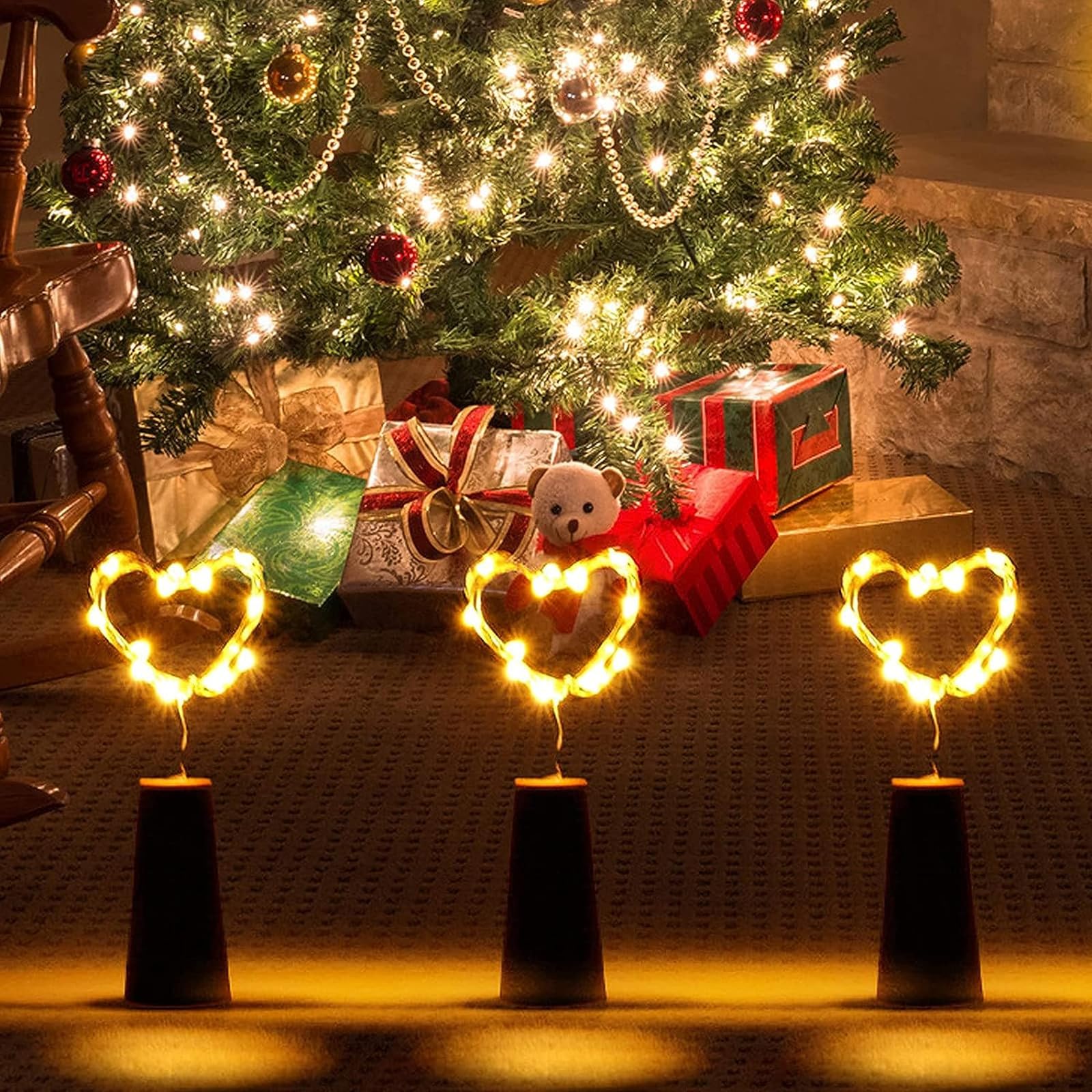 AONAT 3 Pack LED Bottle Lights - 2m 20 LED Battery Powered Copper Wire String Lights for Wine Bottles - Warm White Decorative Lighting for Christmas, Weddings, Parties & Home Decor