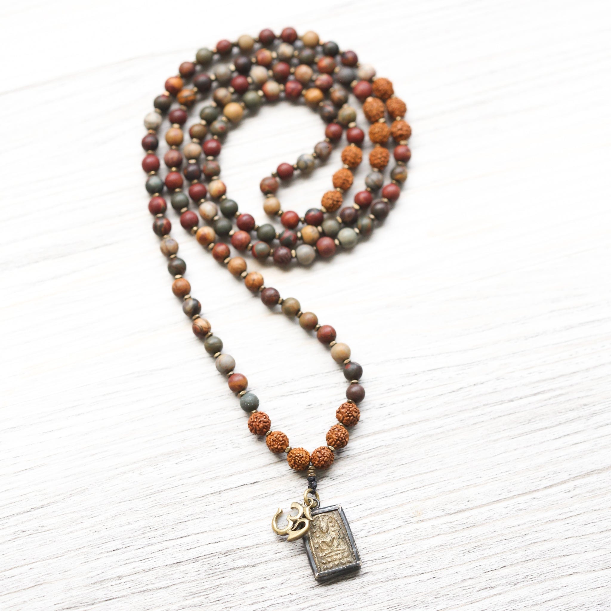 Authentic Thai Buddha Riverstone Mala Beads - 108 Prayer Beads for Meditation, Yoga & Spiritual Healing | Buddhist Necklace for Mindfulness Practice