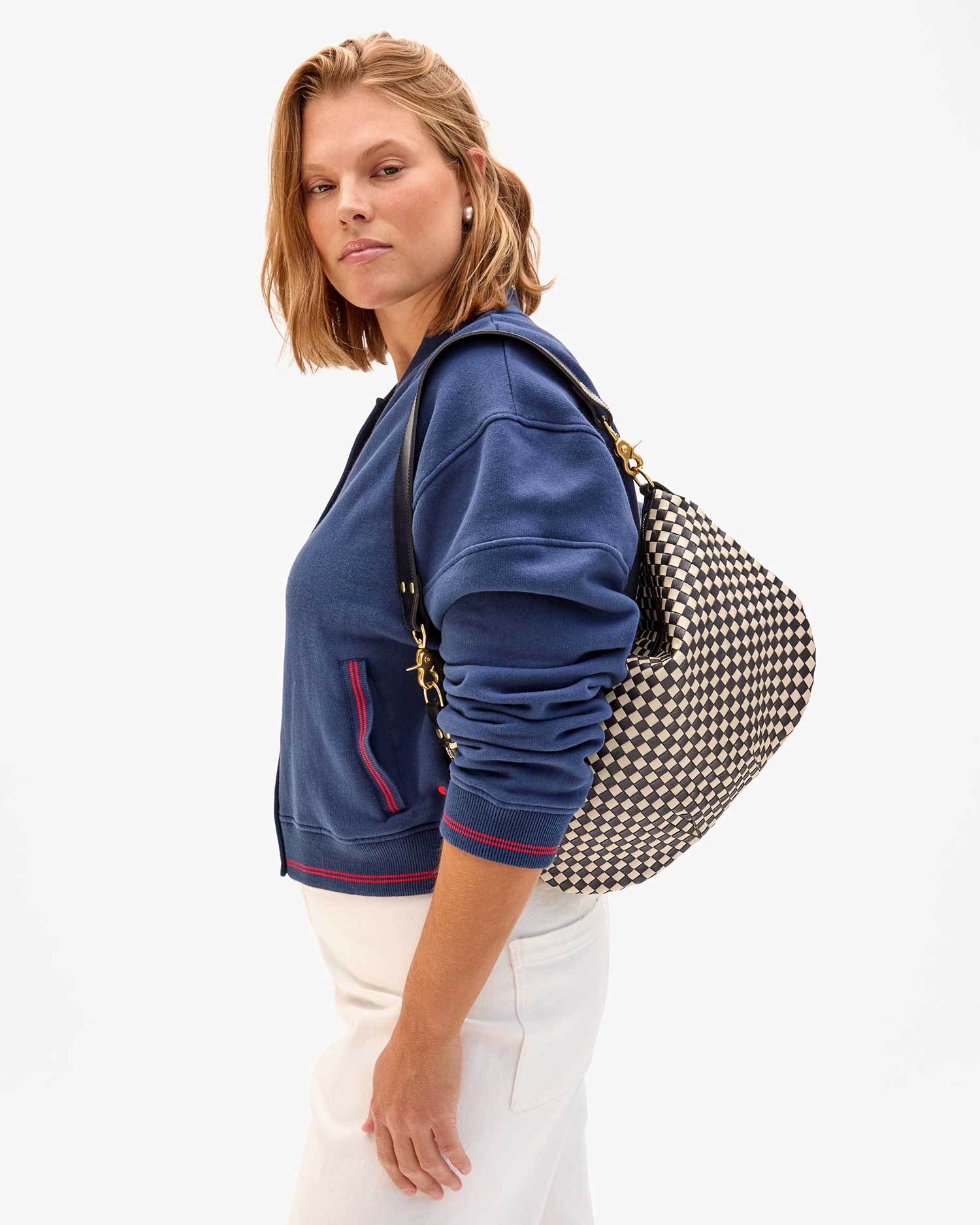 Moyen Messenger Bag - Black & Cream Woven Checker Pattern Crossbody Bag for Men & Women | Perfect for Work, Travel & Daily Commute