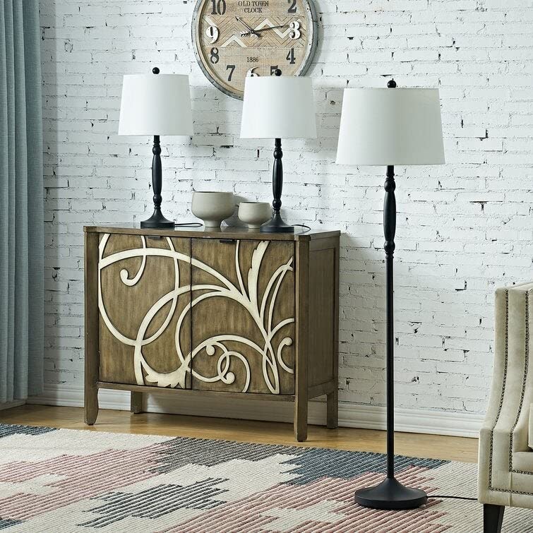 3-Piece Black Modern Floor Lamp Set - Energy Efficient LED Standing Lamps for Living Room, Bedroom & Office Decor