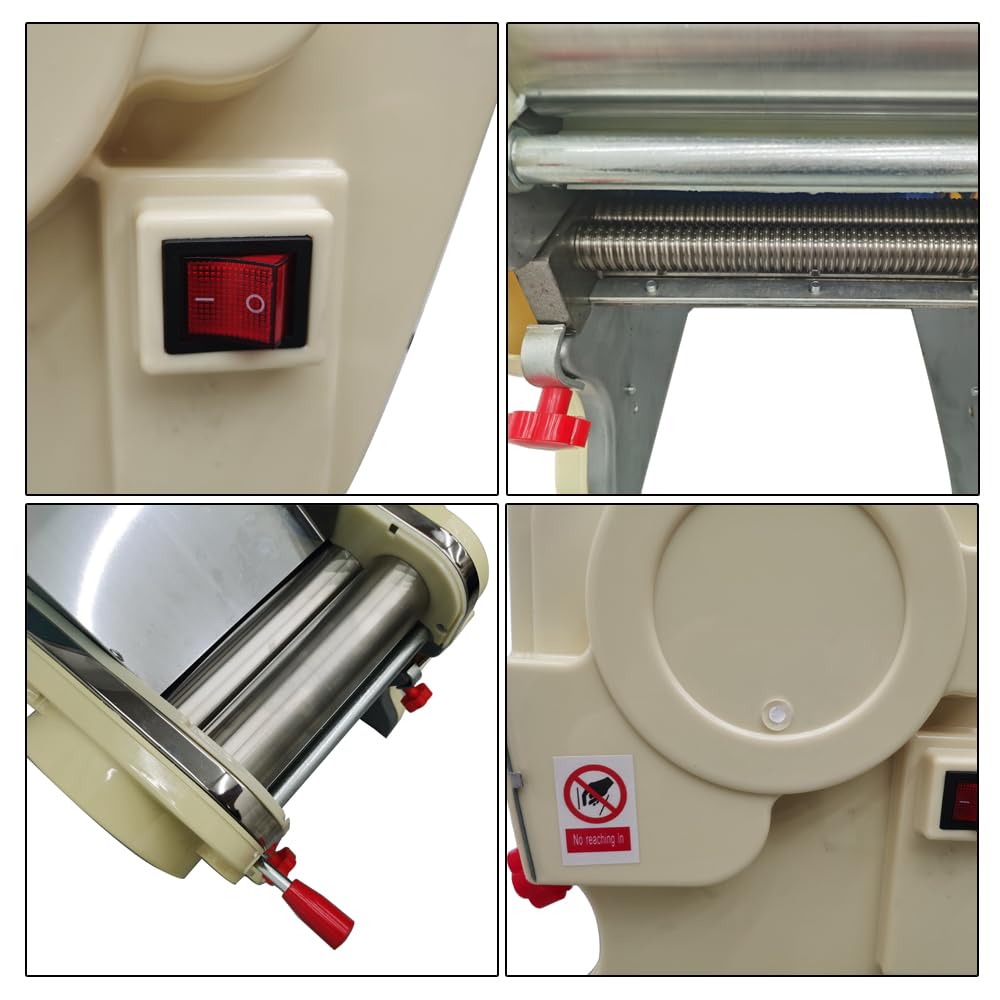 INTBUYING Electric Pasta Maker Machine - Stainless Steel Automatic Noodle Maker with 3mm Round Cutter & Adjustable Thickness for Home & Commercial Use | Perfect for Italian Cuisine, Restaurant Kitchen & Homemade Pasta