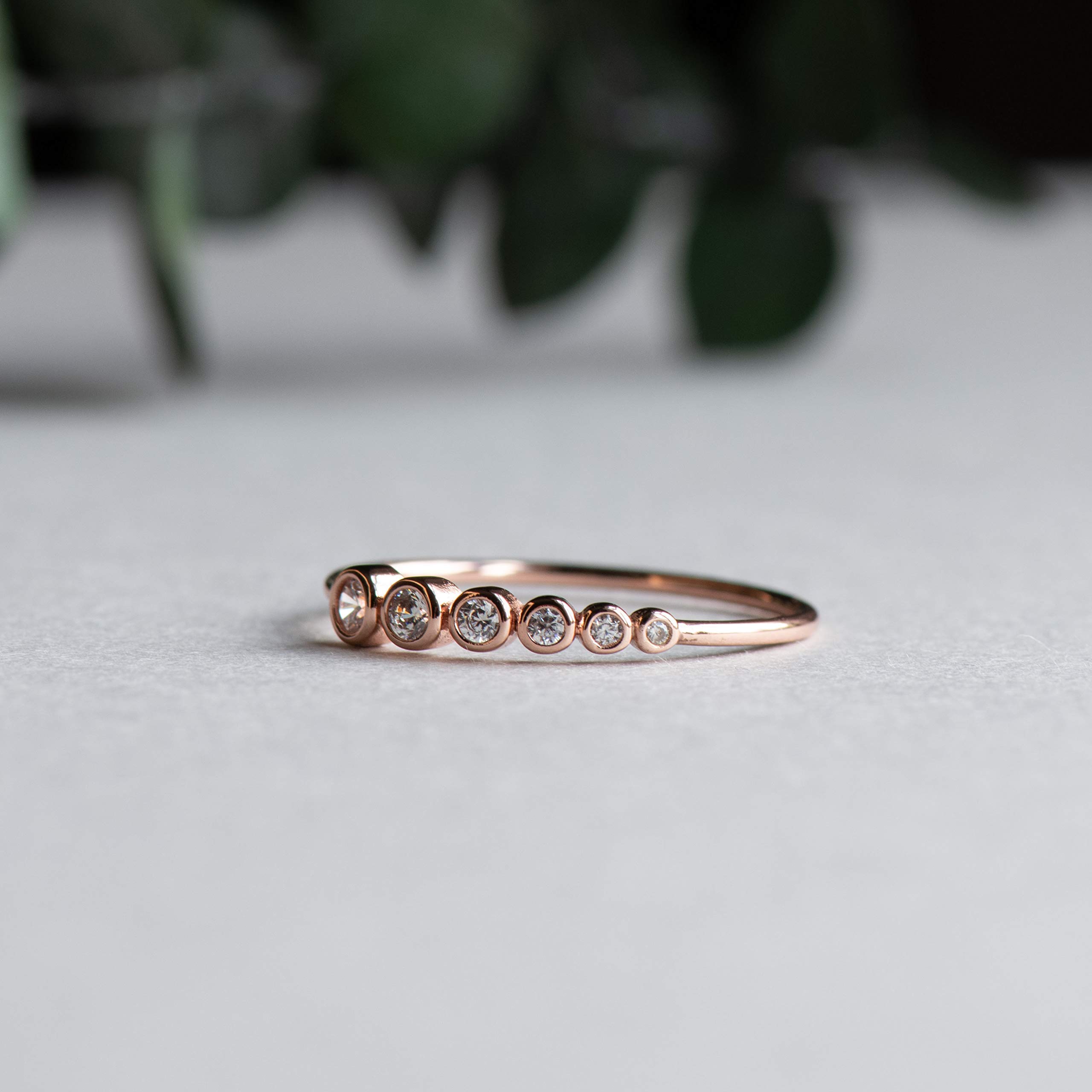 Rose Gold Vermeil Stackable Bezel Ring - 925 Sterling Silver Dainty Jewelry for Women - Perfect for Layering, Everyday Wear & Gift Giving
