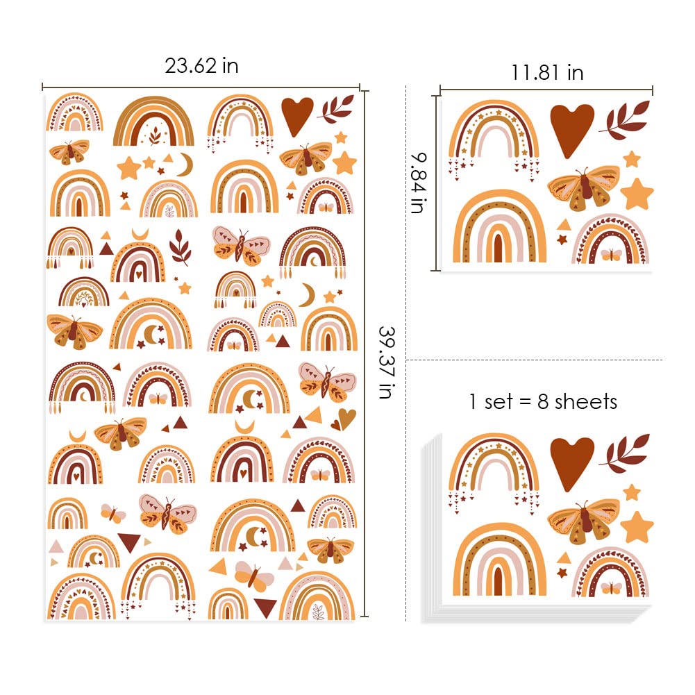 Boho Rainbow Wall Decal for Nursery & Kids Room - Butterfly & Star Removable Peel & Stick Wall Stickers - Cute Wall Decor for Baby Girl Bedroom, Playroom & Toddler Room