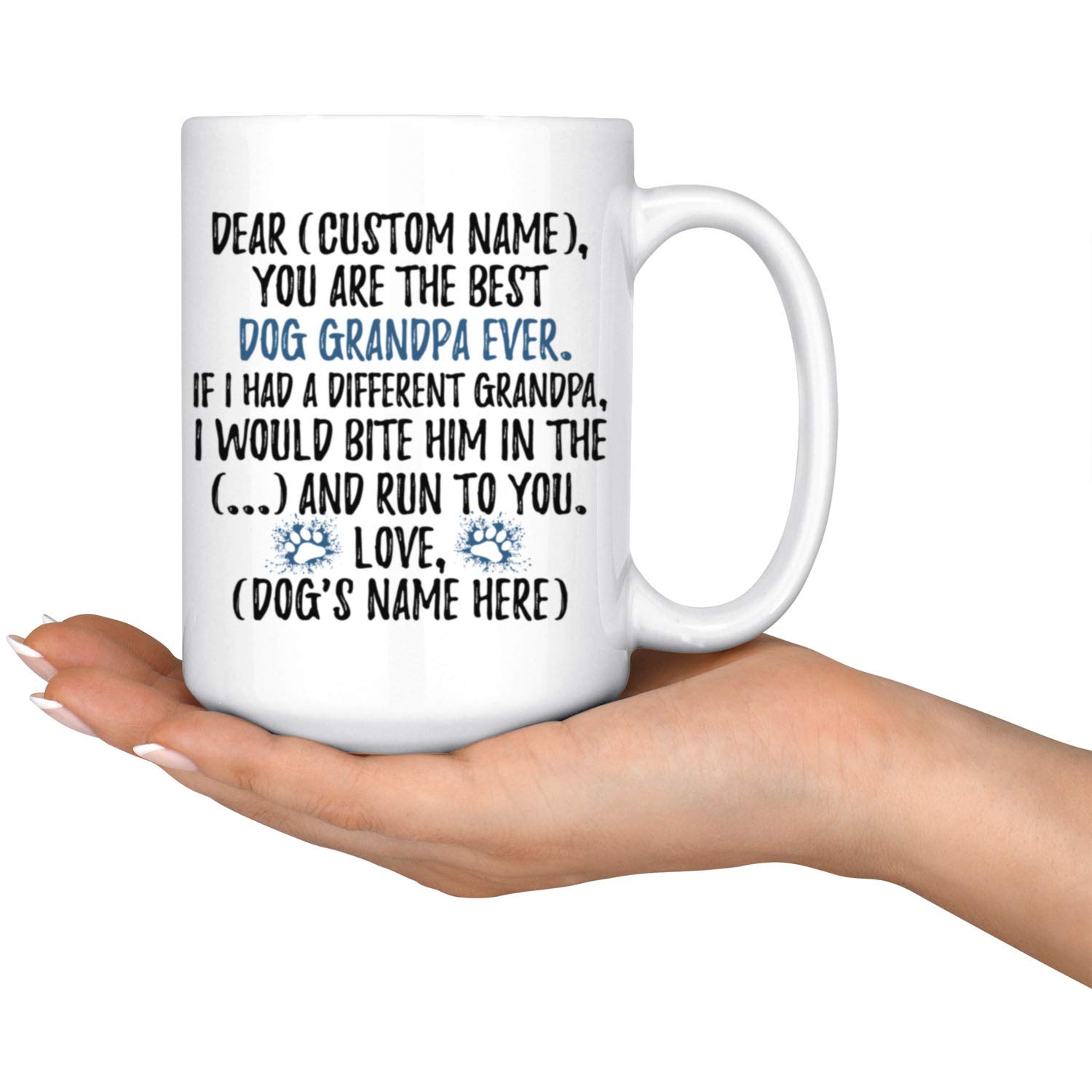 Personalized Dog Grandpa Coffee Mug - 15oz Custom Ceramic Cup for Dog Lovers, Perfect Gift for Dog Grandpa Owners & K9 Enthusiasts - Ideal for Coffee, Tea & Hot Beverages at Home or Office