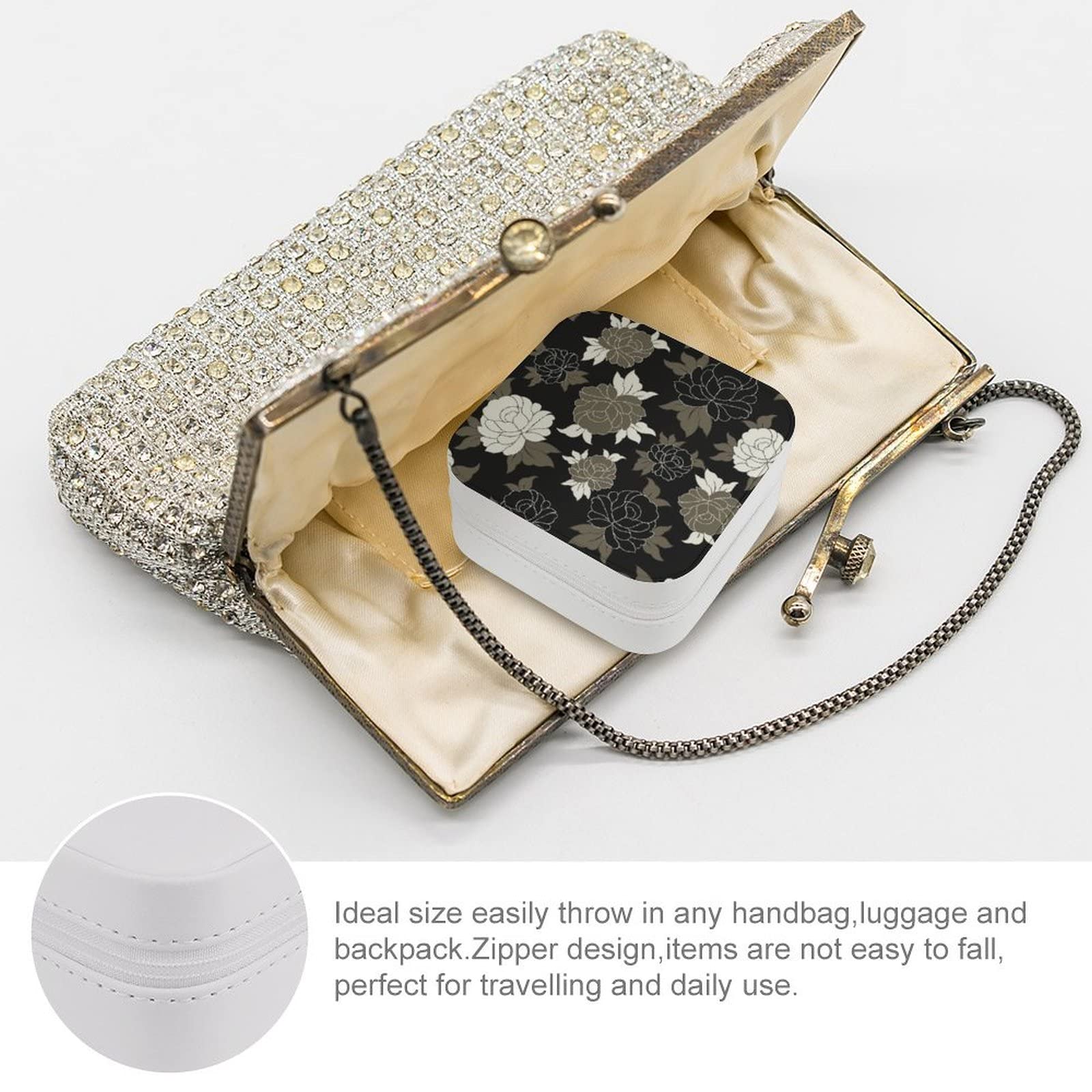 Women's PU Leather Jewelry Organizer Box - Portable Travel Jewelry Case for Rings, Earrings, Necklaces & Bracelets - Perfect for Home Storage, Travel & Gift Giving