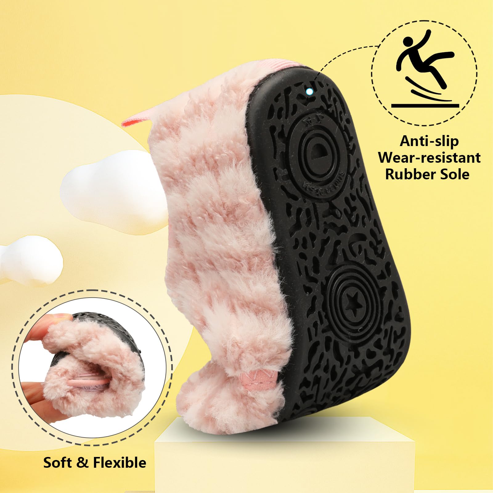 FEETCITY Warm Toddler House Slippers for Boys & Girls - Soft Winter Indoor Home Shoes with Non-Slip Soles - Perfect for Playtime, Nursery and Cozy Family Moments at Home