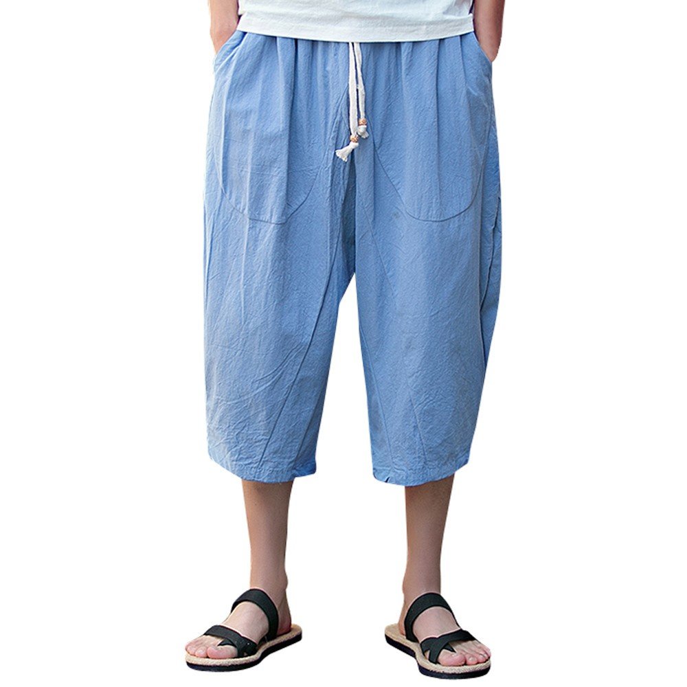 **Men's Hiking Pants - Casual Linen Trousers, Slim & Baggy Harem Style, Calf-Length for Outdoor Sports & Travel - Perfect for Hiking, Camping, and Everyday Wear**