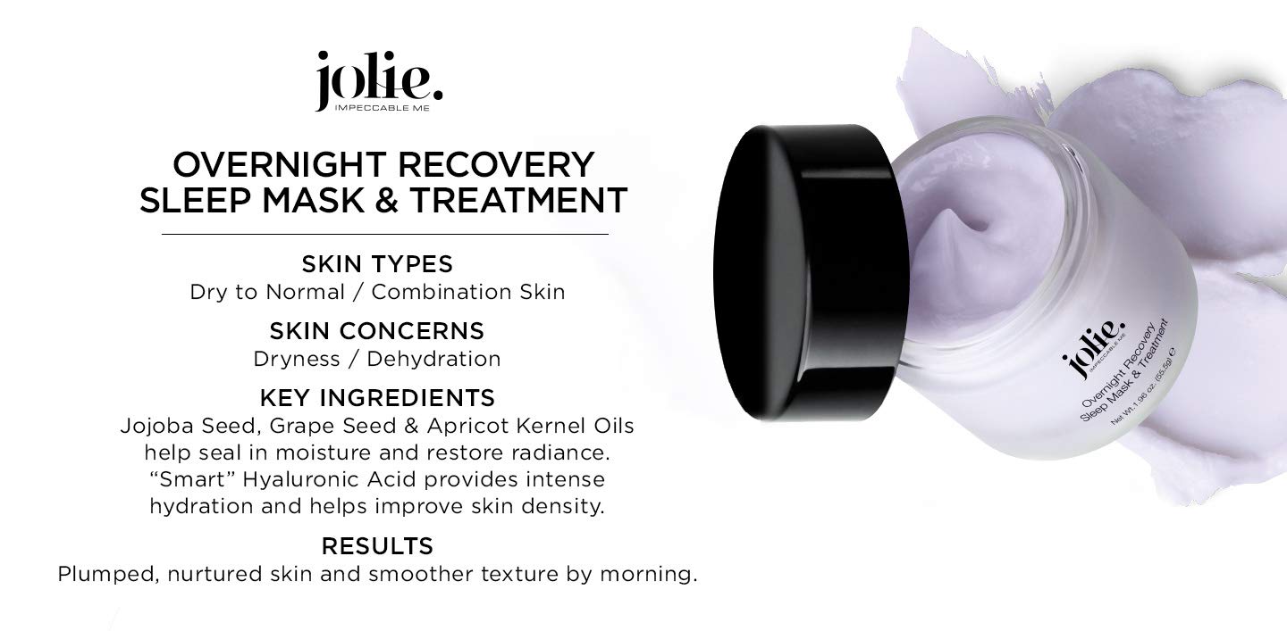 Jolie Overnight Recovery Sleep Mask - Hydrating Anti-Aging Eye Treatment for Dark Circles & Puffiness | Perfect for Nighttime Skincare Routine & Travel