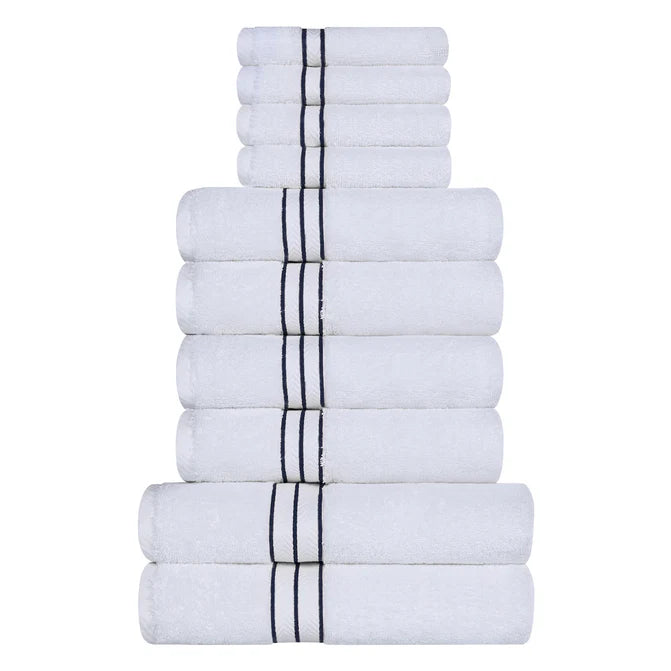 Premium Turkish Cotton Ultra Plush 10-Piece Bath Towel Set - Super Absorbent & Soft for Spa, Beach & Luxury Bathroom Use