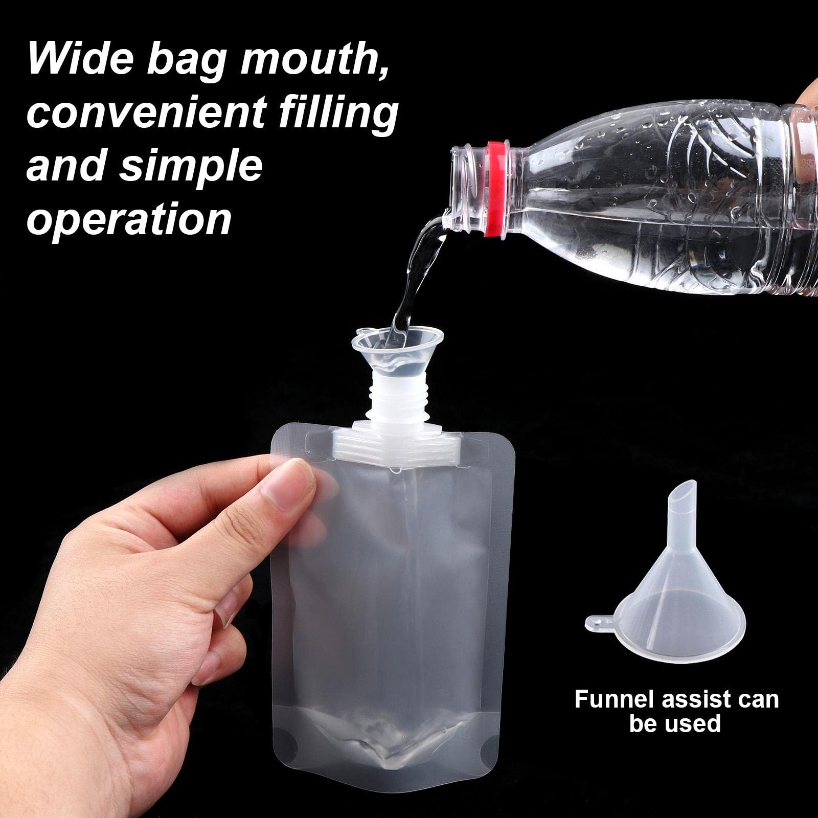 FALONG Travel Bottles Set - 30ml/50ml/100ml Refillable Empty Squeeze Pouches with Funnel, TSA Approved Leak-Proof Stand Up Liquid Containers for Toiletries, Shampoo & Cosmetics - Perfect for Air Travel, Camping & Gym Use