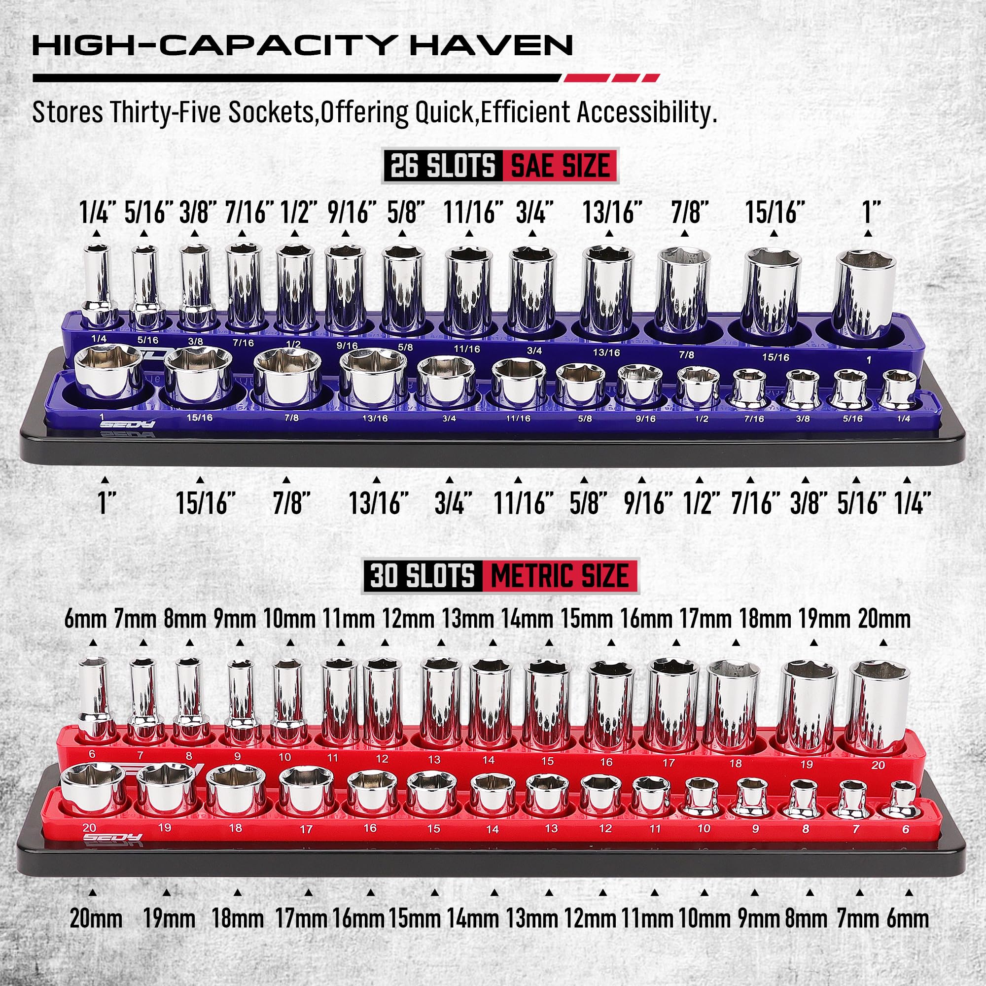 Magnetic Socket Holder Organizer Set - 3/8
