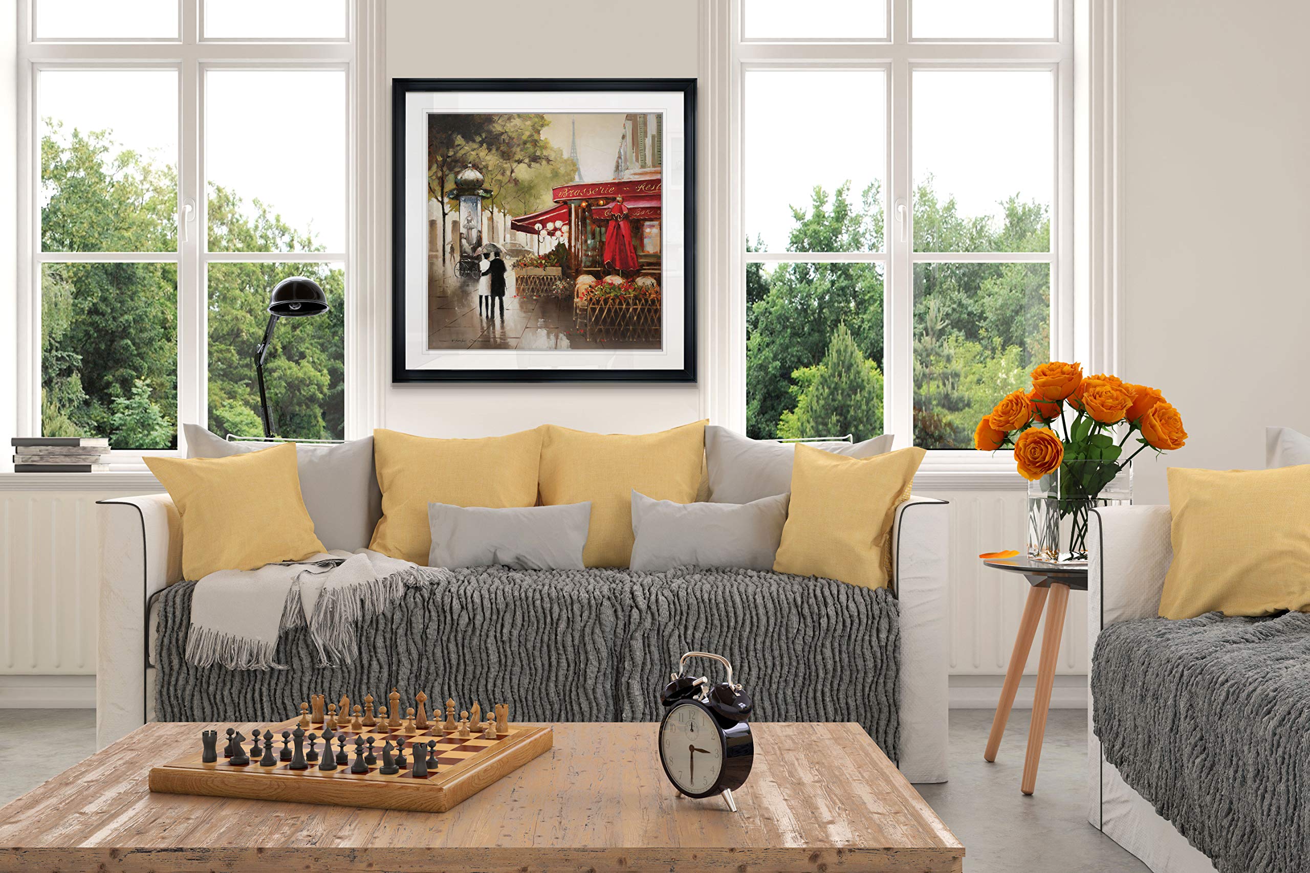 Romantic Paris in The Rain Couple Walking Giclee Canvas Print - Eiffel Tower Wall Art Decor Painting for Living Room, Bedroom & Office