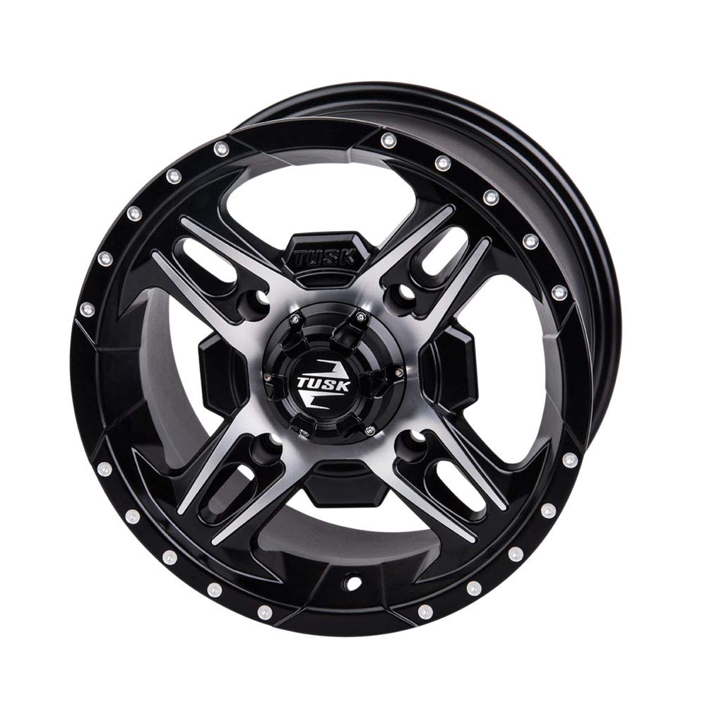 4/110 Tusk Beartooth Wheel 12x7 5.0 + 2.0 Machined/Black for Honda TRX520 4x4 Foreman 2020-2022 - Durable ATV Wheels for Off-Road Adventures & Trail Riding