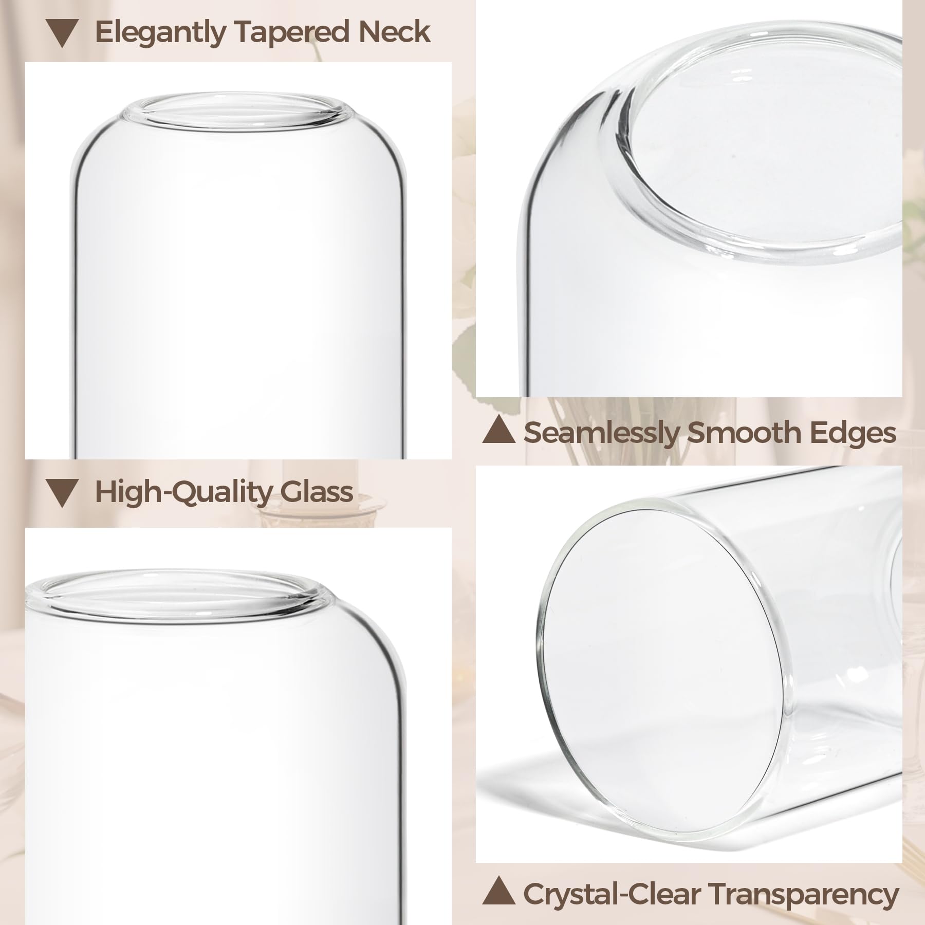 12 Pack Small Glass Flower Vases - Clear Bud Vases Bulk Set for Home Decor, Wedding Centerpieces, Bathroom & Table Decorations - Perfect for Housewarming, Valentine's Day, Mother's Day & Thanksgiving Gifts