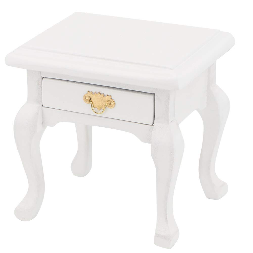 1:12 Scale Miniature Dollhouse Nightstand with Drawer - Realistic Wooden End Table for Dollhouse Accessories, Kids Gift & Collectibles | Perfect for Dollhouse Decor, Miniature Scenes & Children's Playtime