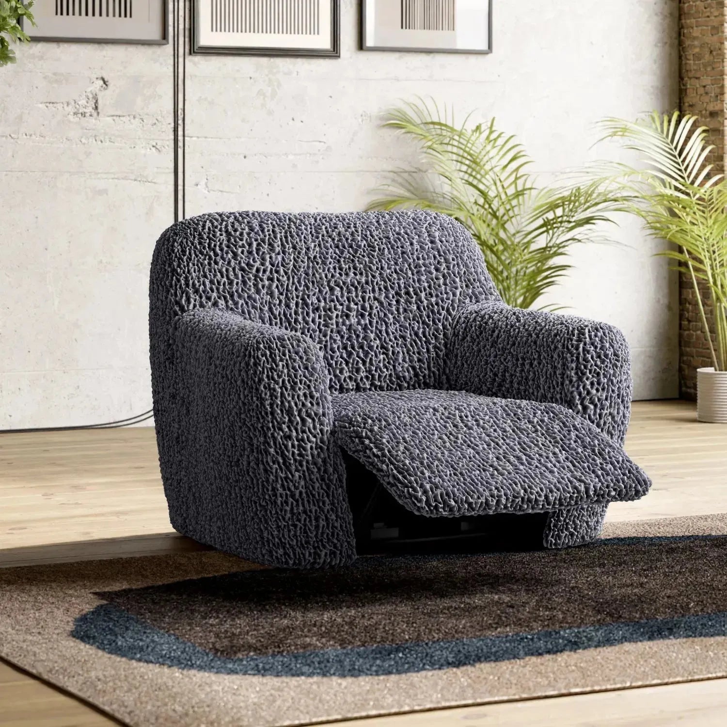 Goffrato Velvet Reclining Armchair Slipcover - Soft Stretch Furniture Protector for Living Room, Bedroom & Home Theater