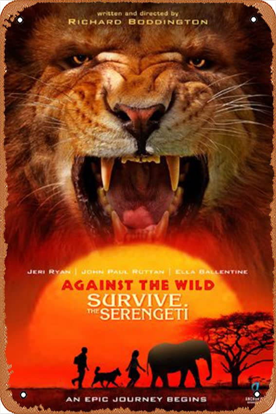 Vintage Metal Tin Sign - Against the Wild 2: Survive the Serengeti Movie Poster | 12x8 Inch Wall Decor for Bars, Coffee Shops, Home & Office | Retro Movie Memorabilia & Man Cave Decor