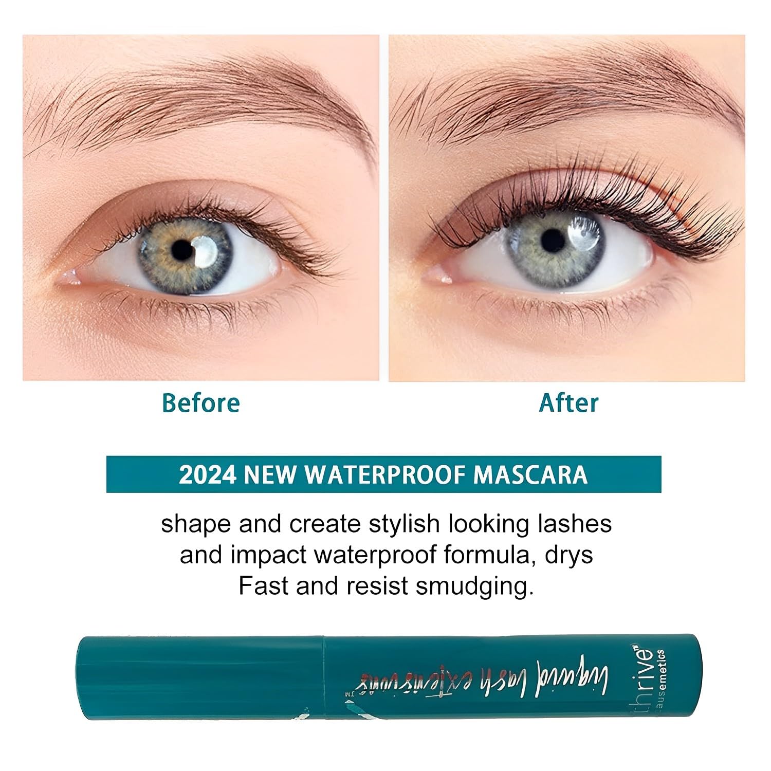 Thrive Mascara Liquid Lash Extensions - Waterproof, Smudge-Proof, Clump-Free Volumizing & Lengthening Mascara for All-Day Wear (Black) | Perfect for Daily Use, Special Occasions & Sensitive Eyes