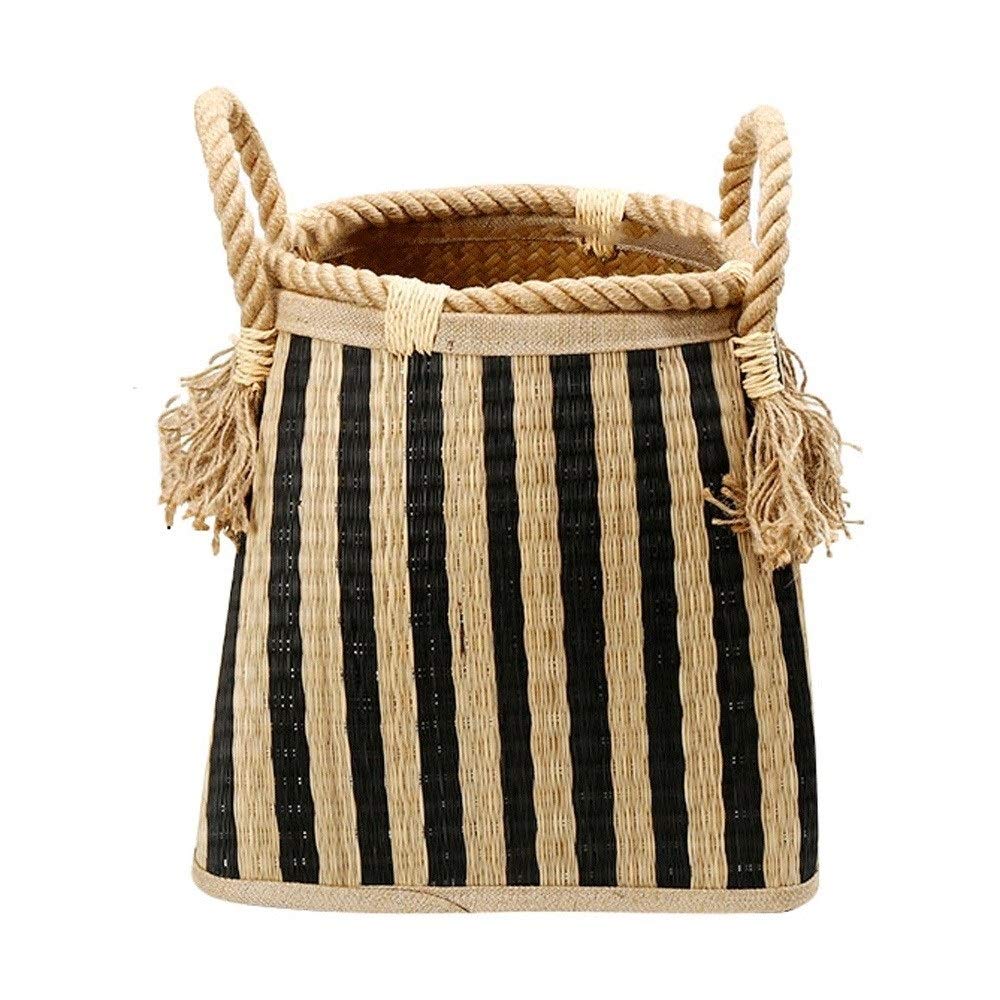 Extra Large Woven Laundry Basket with Lid - Foldable Storage Hamper for Baby Clothes, Toys, Blankets & Nursery Organization - Durable Handles for Easy Carrying - Perfect for Bedroom, Bathroom & Living Room Decor (Size S)