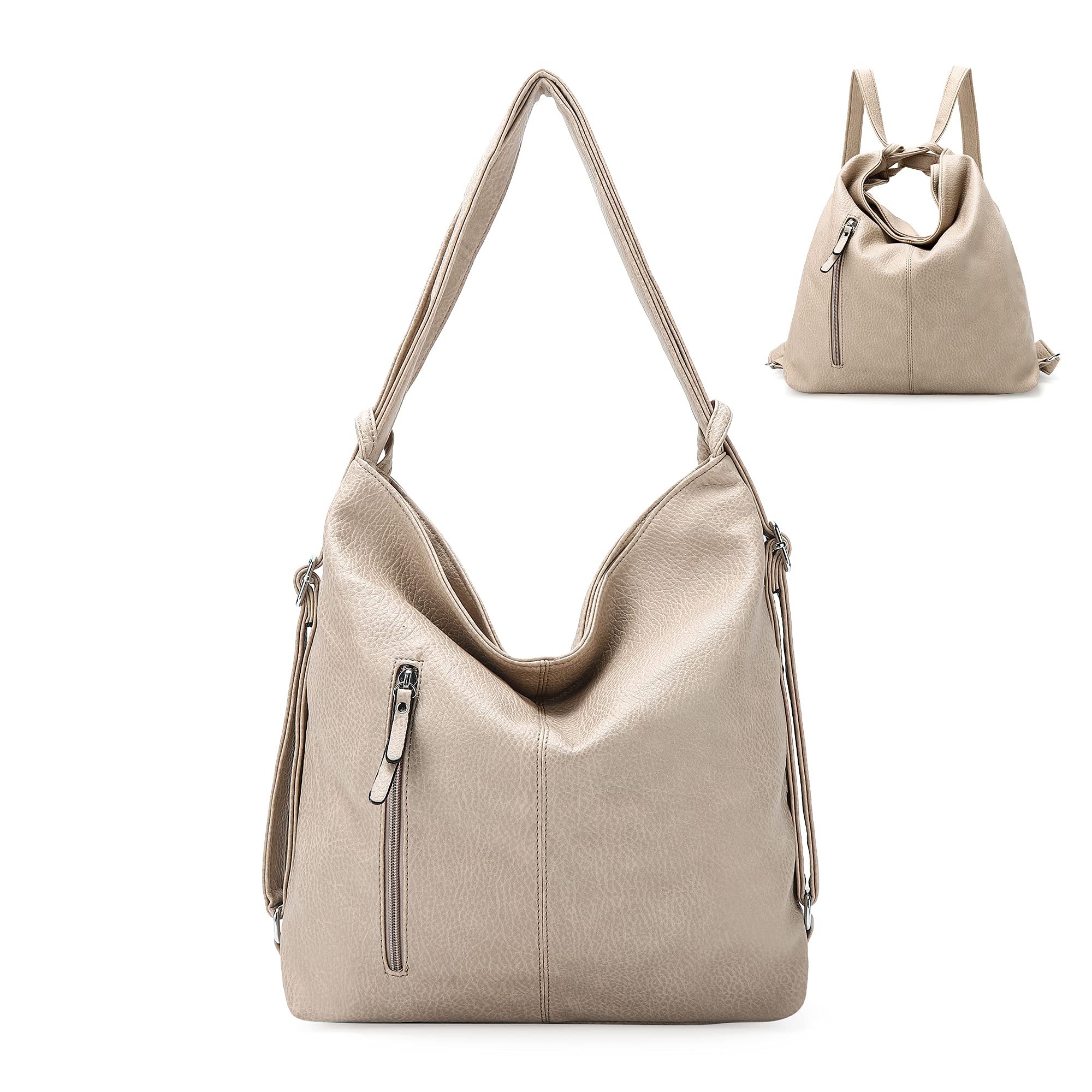 Women's Convertible Backpack Purse & Handbag - Apricot Color, Fashionable Crossbody Shoulder Bag for Work, Travel & Daily Use