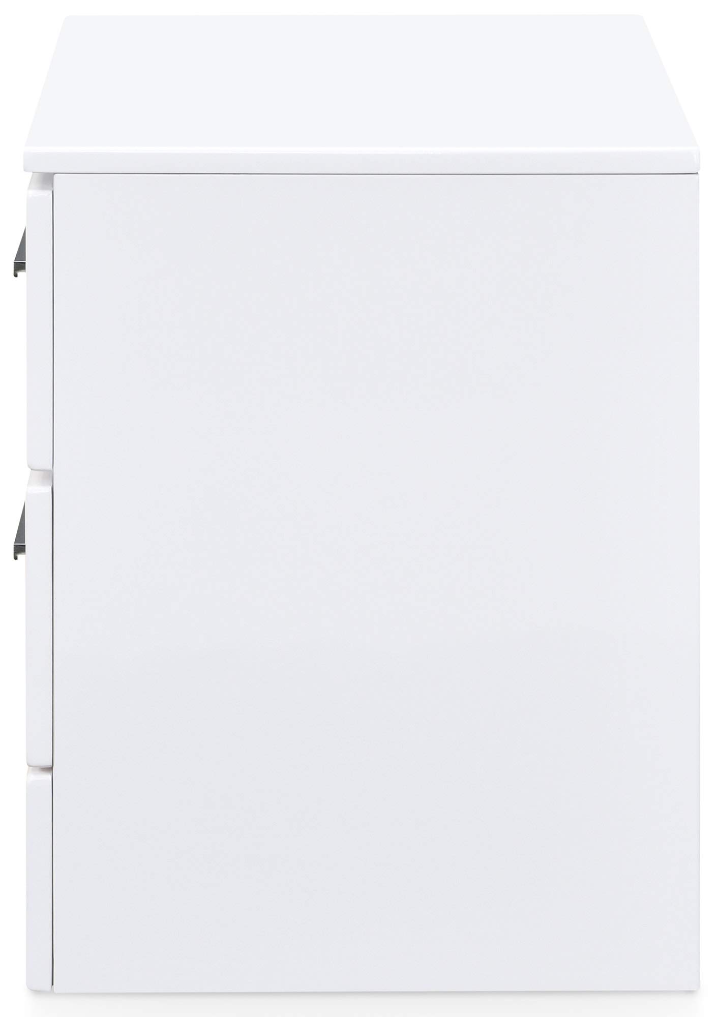ClickDecor Hudson End Side Nightstand with 2 Drawers - White Wooden Bedroom Nightstand with Matte Chrome Handles | Perfect for Bedrooms, Guest Rooms & Small Spaces