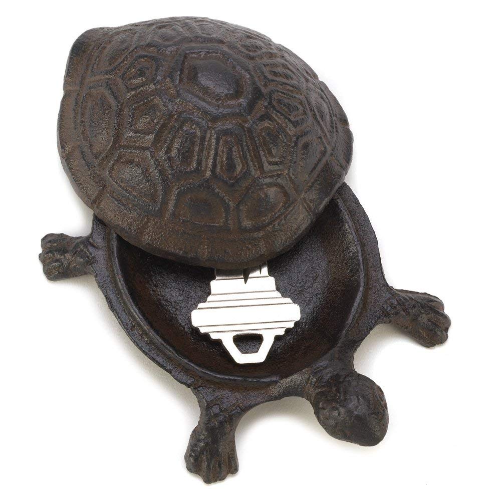 Cast Iron Turtle Key Hider - Unique Garden Decoration & Gift for Outdoor, Patio, Yard - Hide Spare Keys in Style