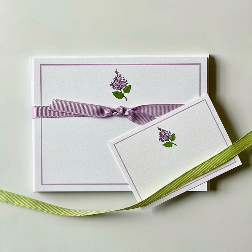 Georgetown Paperie | Elegant Lilac Flat Note Cards for Thank You Notes, Invitations & Greetings - Perfect for Weddings, Birthdays & Special Occasions
