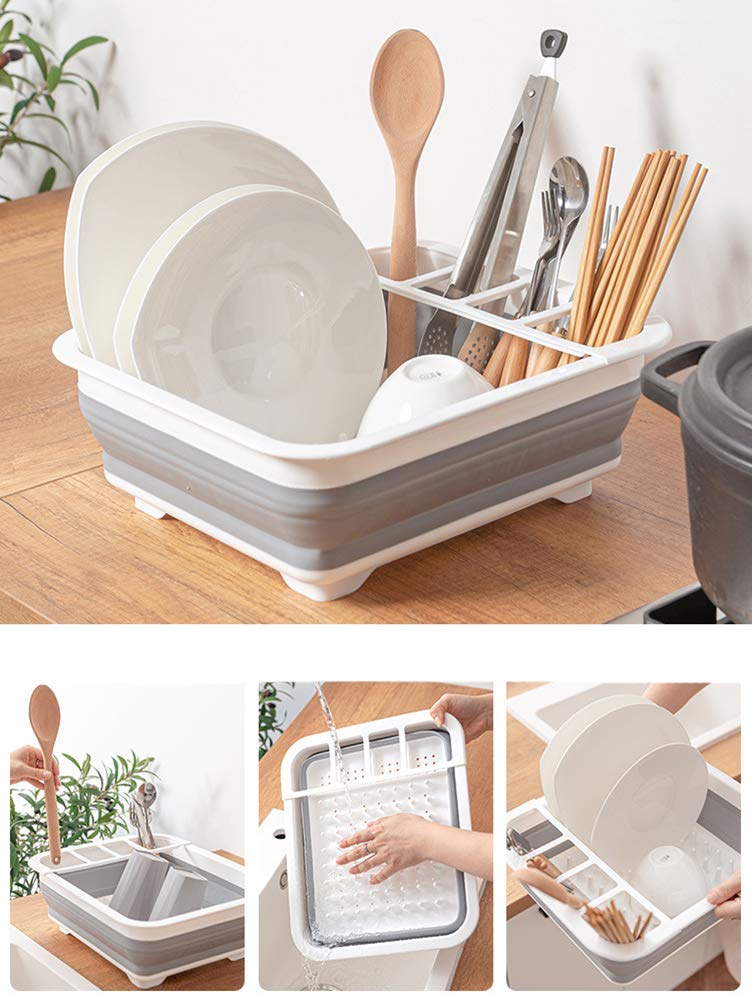 Foldable Dish Drying Rack - Space Saving Kitchen Organizer for Dishes, Cups & Utensils | Perfect for RV, Camping & Small Apartments | Durable Countertop Storage Solution