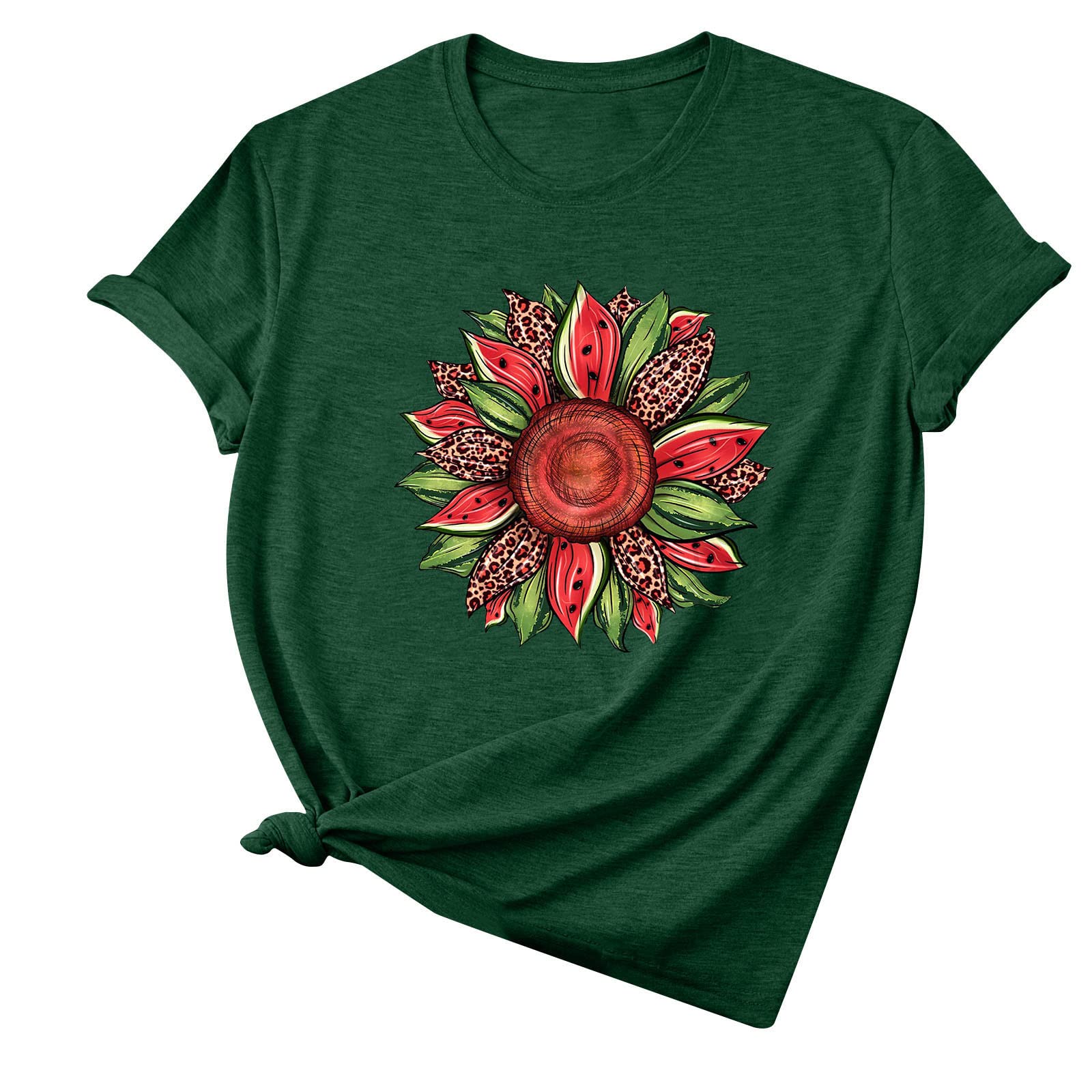 Women's Sunflower Graphic T-Shirt - Short Sleeve Summer Casual Tee - Loose Crewneck Top for Women | Perfect for Beach Outings, Weekend Wear & Summer Vacation