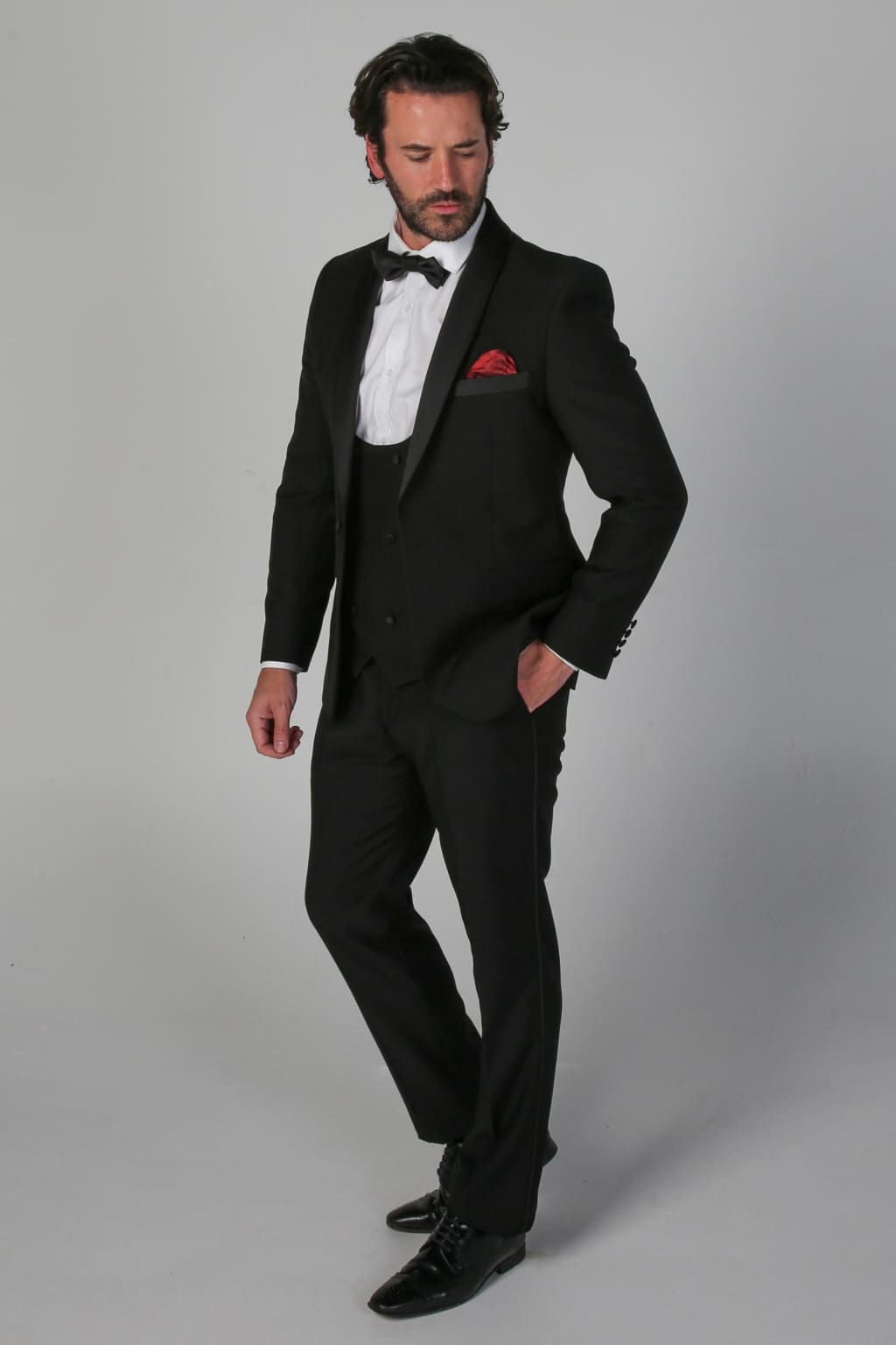 Ford Men's Black Three Piece Tuxedo Suit - Formal Wedding, Prom & Evening Wear for Special Occasions