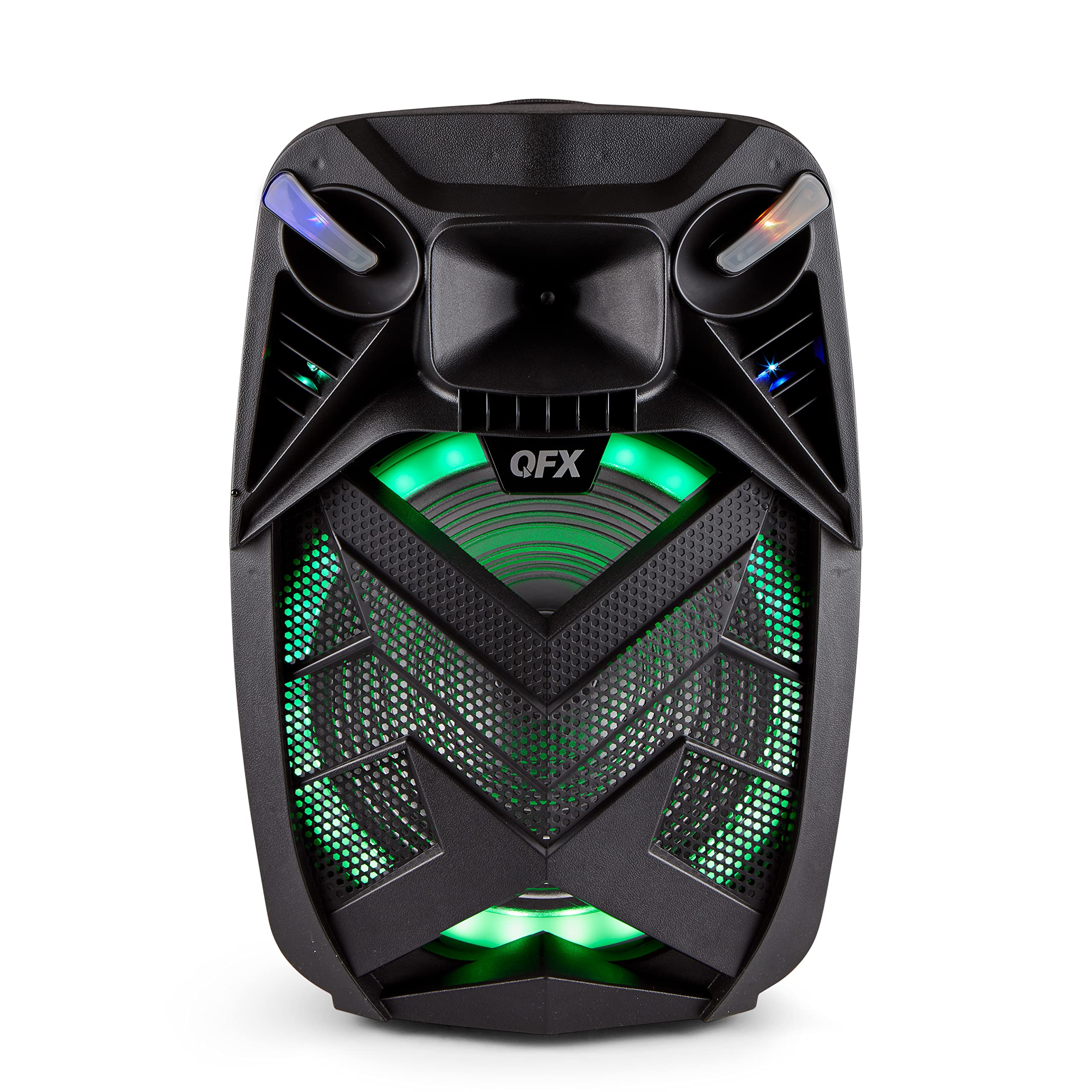 QFX PBX-154 15 Inch Portable Bluetooth Speaker with LED Lights - Wireless Rechargeable Speaker for Parties, Outdoor Events & Home Use