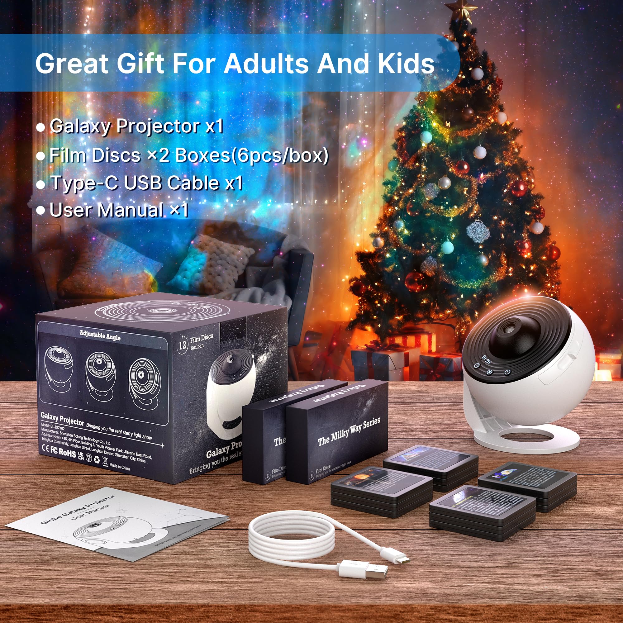 Mexllex Realistic Galaxy Light Projector - 12 Planet Discs Starry Sky Night Light for Kids & Adults | Perfect for Bedroom, Living Room, Nursery & Home Theater | Create Stunning Planetarium Effects for Relaxation, Sleep Aid & Romantic Ambience