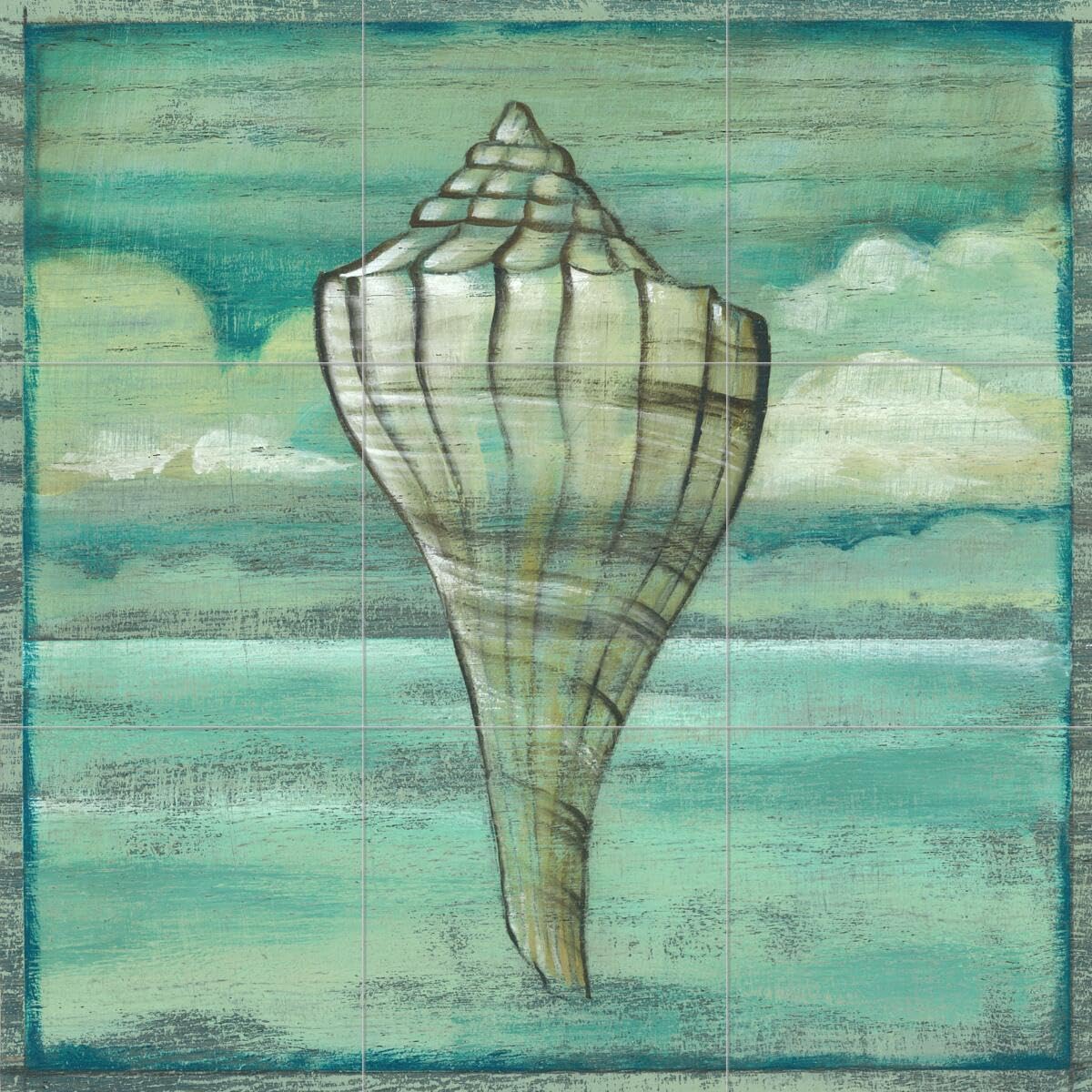 Ceramic Backsplash Tile Mural - Sea Shell Design for Kitchen, Bathroom & Shower - Contour Elements 3 by Charlene Audrey - Perfect for Coastal & Beach-Themed Home Decor