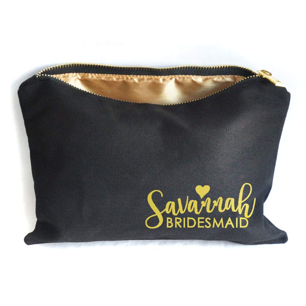 Personalized Bridesmaid Gift Bag - Custom Makeup Cosmetic Bag for Wedding Party, Maid of Honor & Bridesmaids - Perfect for Bachelorette Parties, Bridal Showers & Wedding Day Essentials