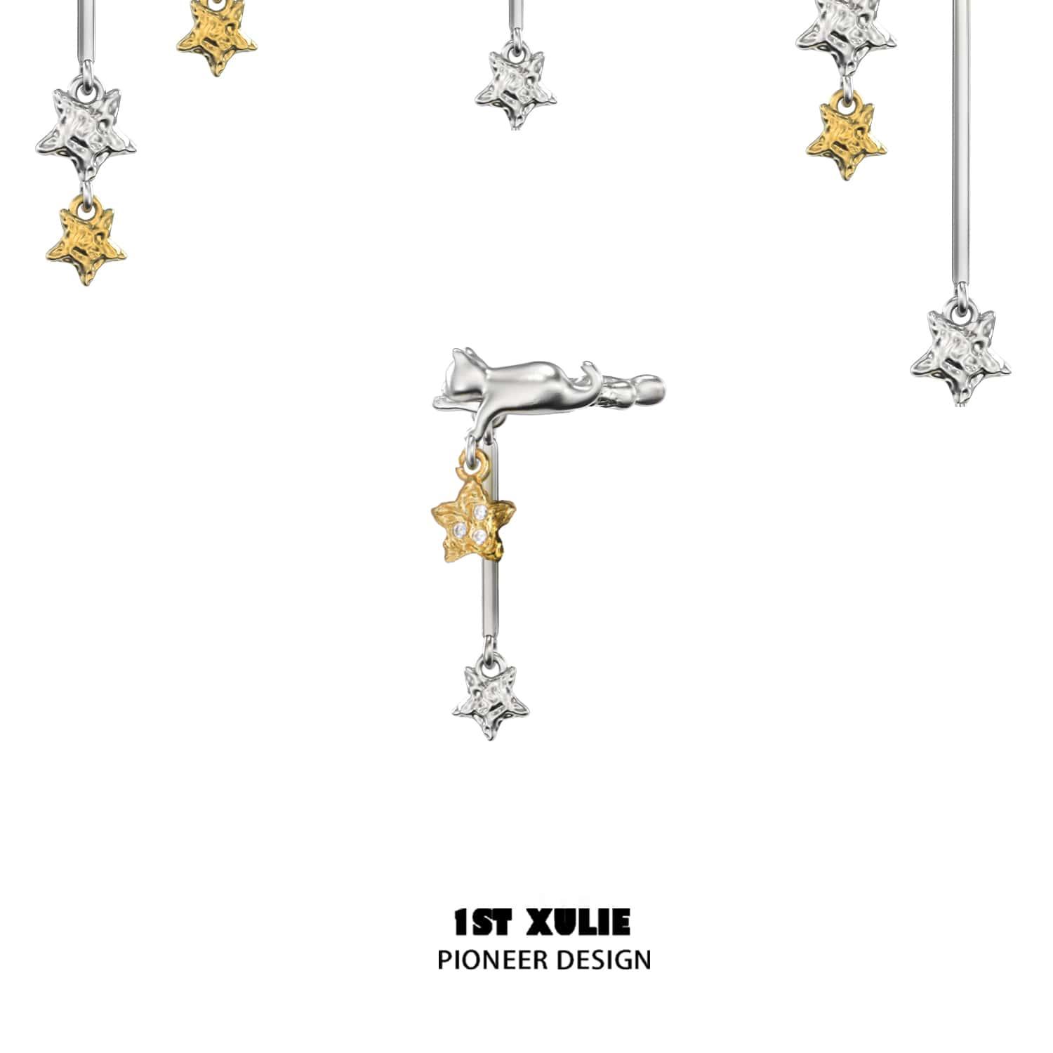 18K Gold Plated Star Earrings for Women - Elegant Cat's Gaze Design, Hypoallergenic Fashion Jewelry Gift - Perfect for Parties, Date Nights & Special Occasions