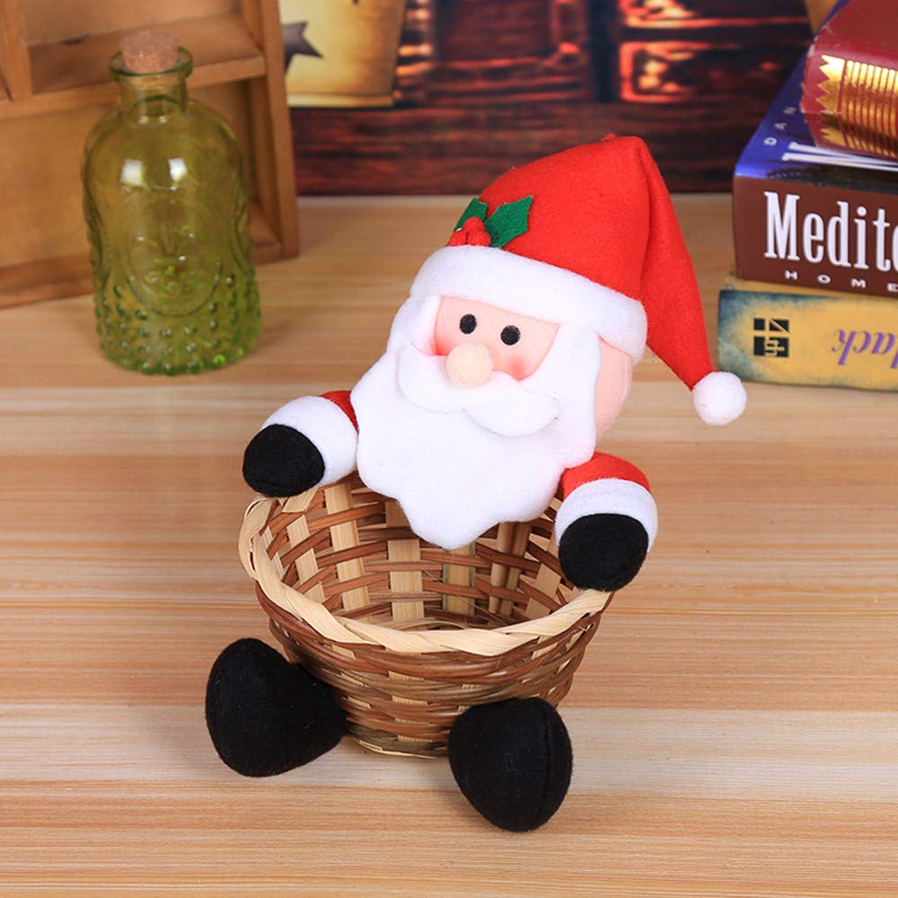 YUYVIO Christmas Candy Storage Basket - Santa Claus Decorative Basket for Holiday Candy Storage, Christmas Decor & Children's Treats | Perfect for Holiday Parties, Gift Wrapping & Festive Home Decor