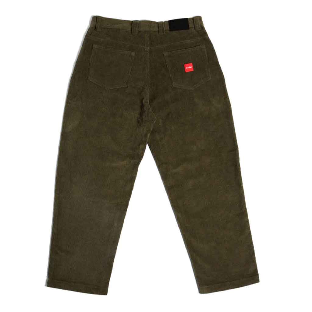 Women's High Waisted Chocolate Cord Pants in Olive Green - Comfortable Corduroy Trousers for Casual Wear, Office & Fall Outfits