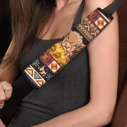 Sunflower Highland Cow Aztec Tribal