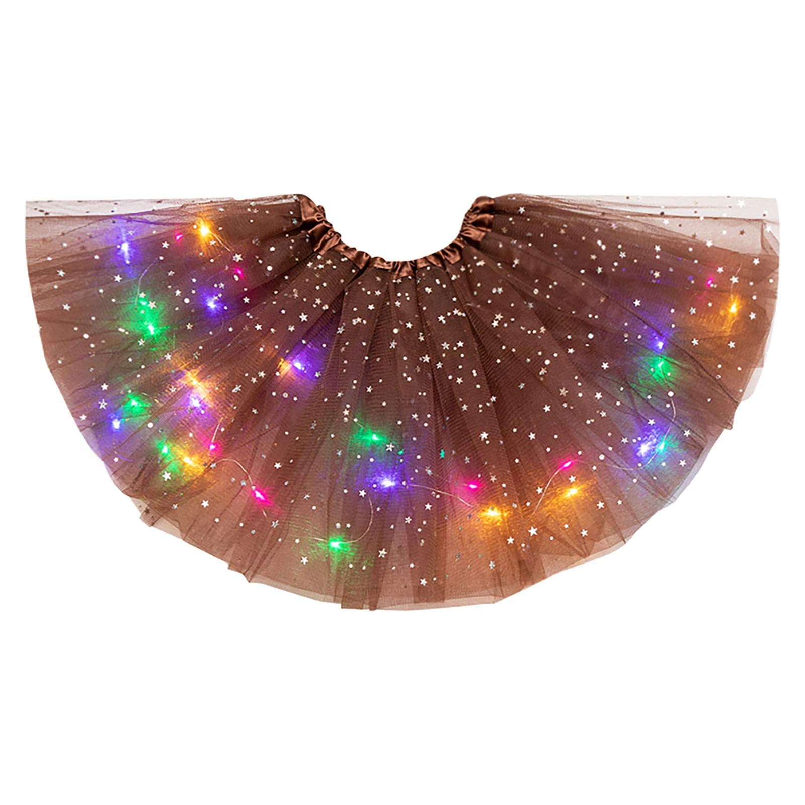 3-Pack Women's LED Star Ballerina Puffy Mesh Skirts - Glowing Dance Skirt for Rave, Cosplay & Night Parties - Perfect for Halloween, Concerts & Festivals