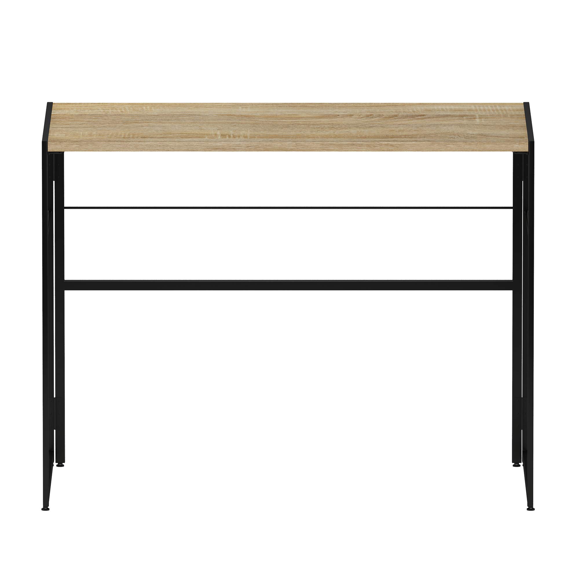 Furinno Riau No-Tool Assembly Folding Metal Computer Desk - 39 Inch, Sonoma Oak & Black Finish | Perfect for Home Office, Gaming & Small Spaces