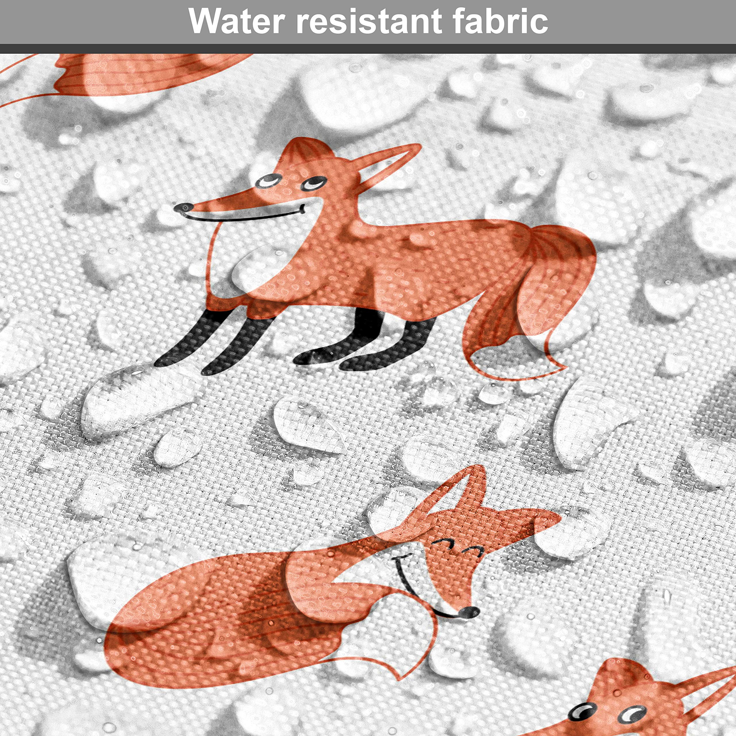 Ambesonne Fox Fabric by The Yard - Hand Drawn Funny Fox Playing Peekaboo Cartoon Animal Print - Decorative Upholstery Fabric for Sofa, Curtains & Home Decor - 10 Yards Orange White - Perfect for DIY Projects, Nursery Decor & Cozy Home Accents