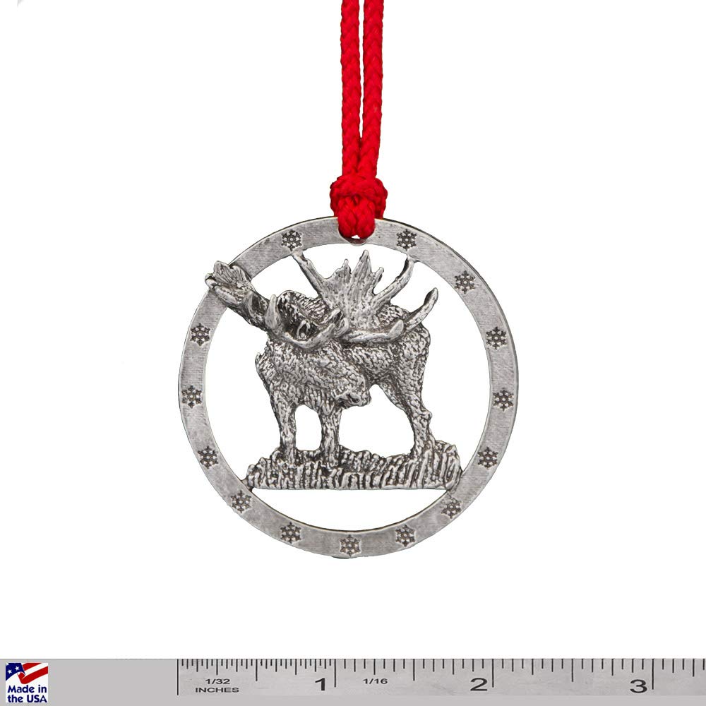 Handcrafted Moose Full Body Pewter Christmas Ornament - M015OR - Perfect for Holiday Tree Decor, Gift Giving & Winter Home Decoration
